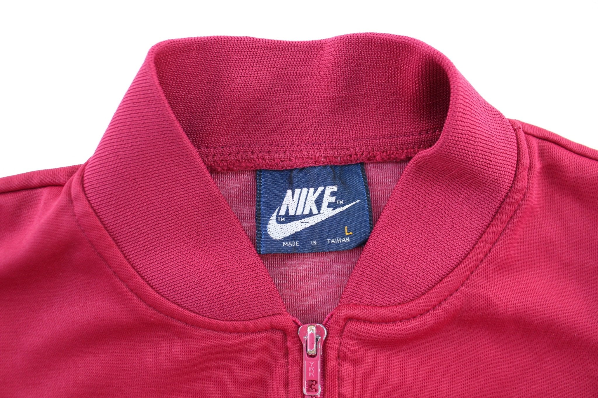 80's Nike Embroidered Logo Burgundy, Navy, & White Zip Up Jacket - Image 4