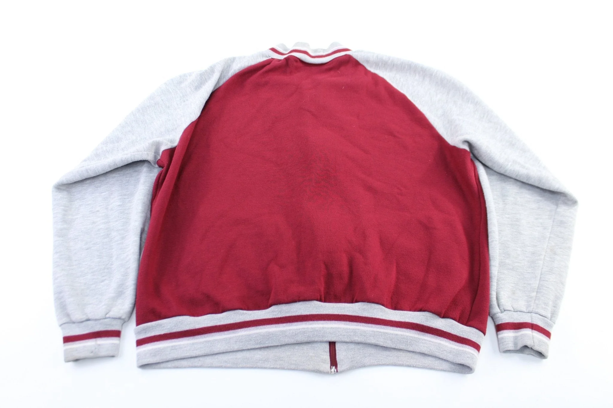 80's Nike Embroidered Logo Grey & Maroon Zip Up Jacket - Image 2