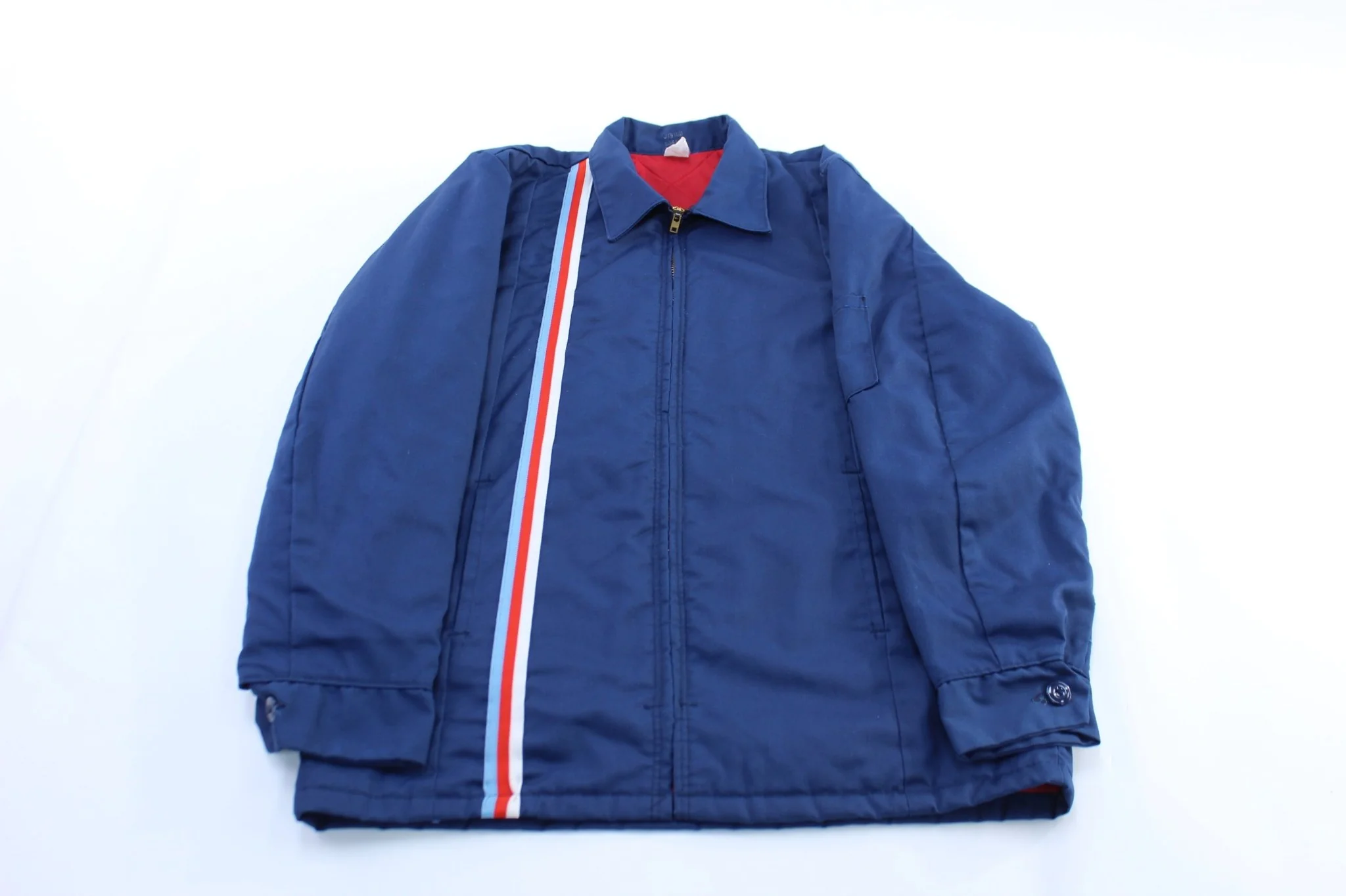 80's Red, Blue, & White Striped Racing Jacket