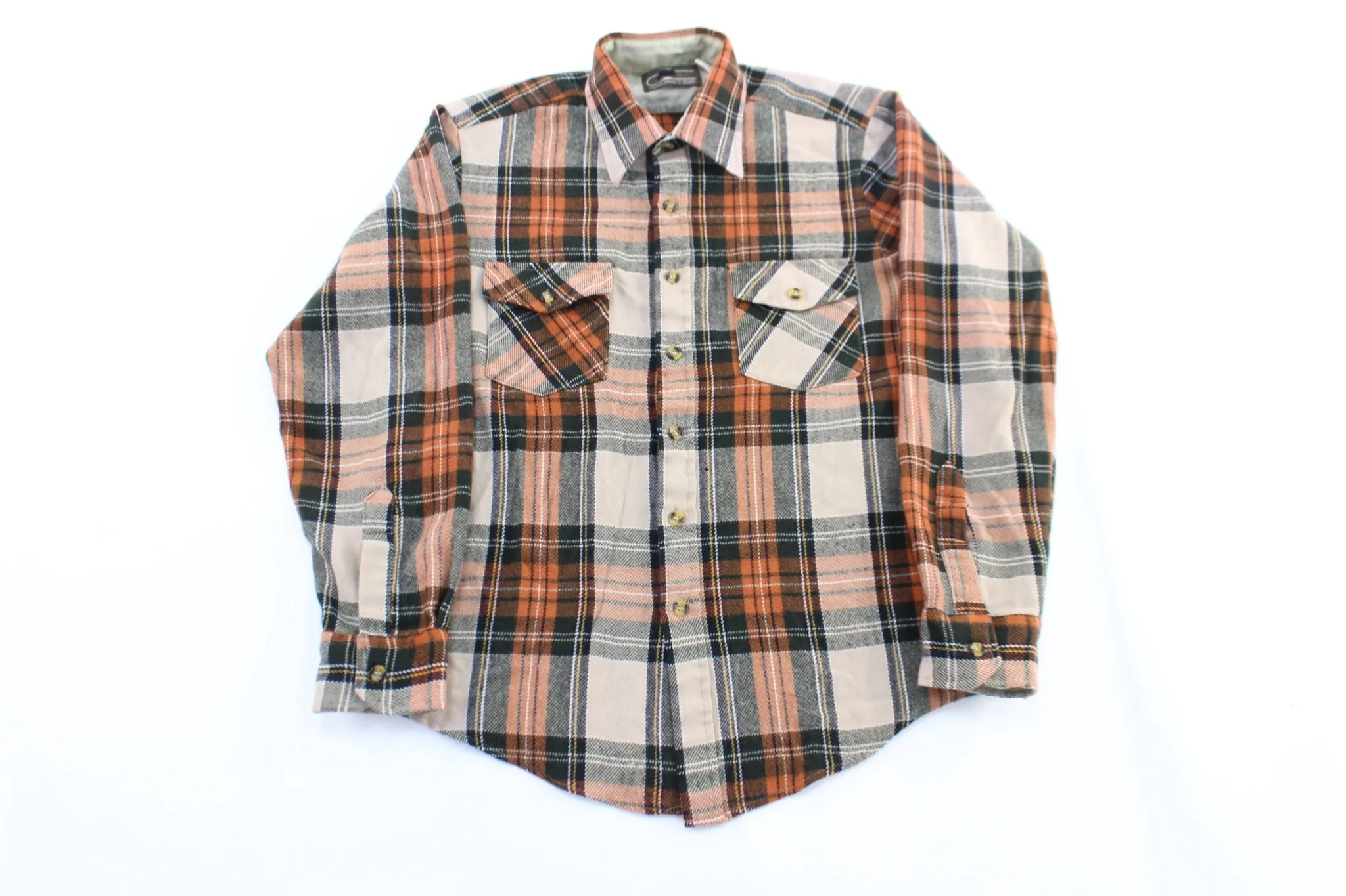 80's Sears Orange Plaid LS Button Down Shirt