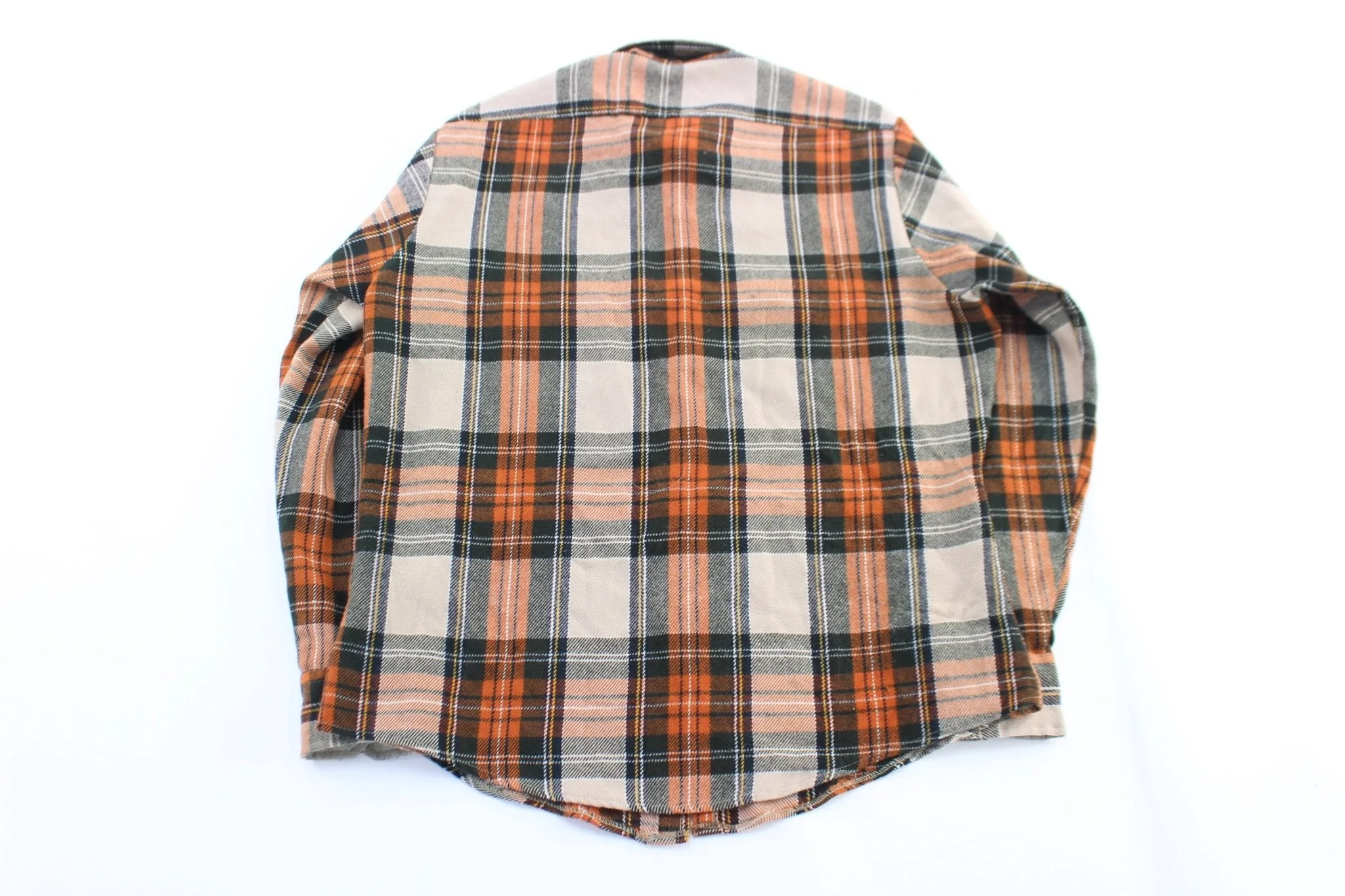 80's Sears Orange Plaid LS Button Down Shirt - Image 2