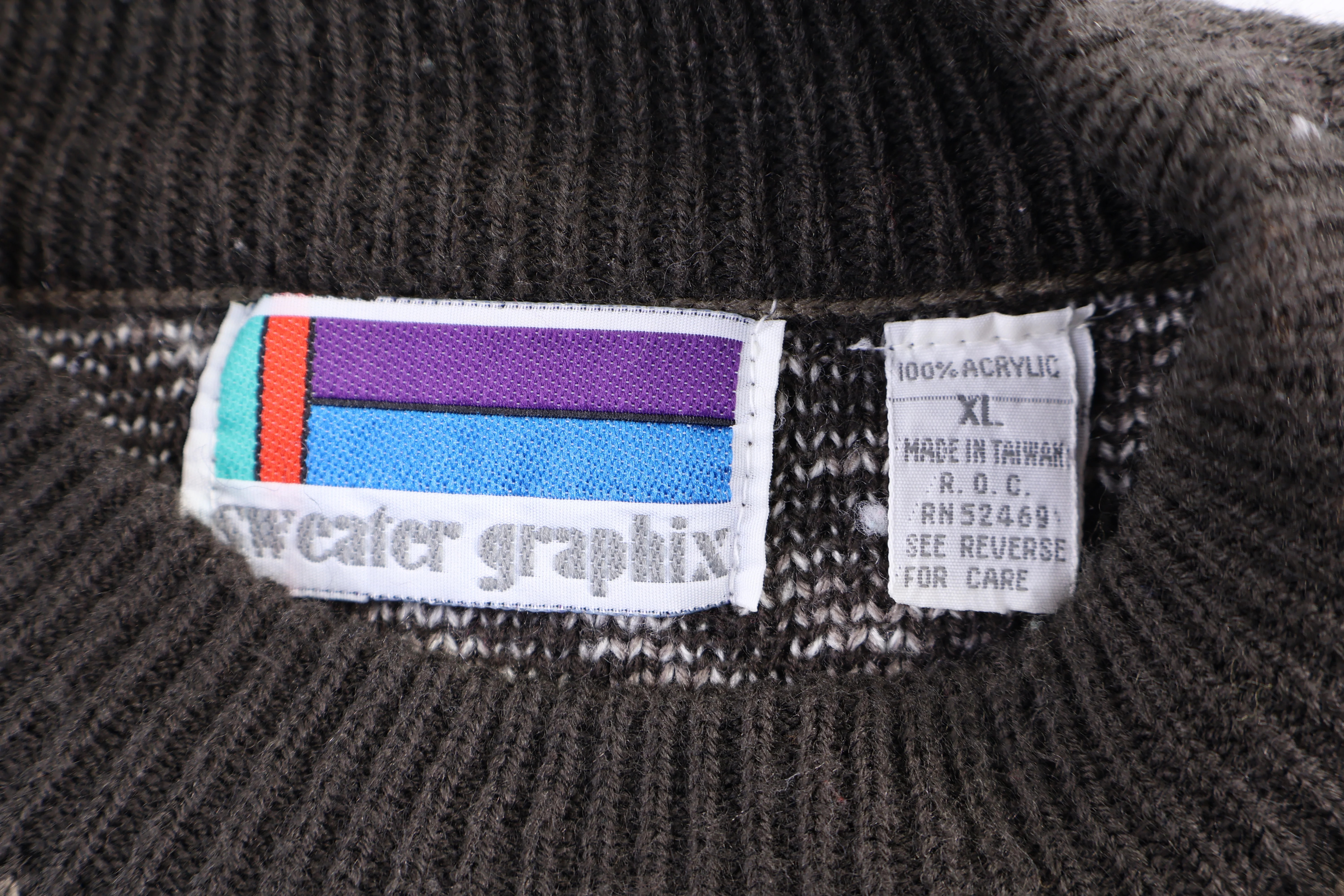 80's Sweater Graphix Multipattern Knit Sweater - Image 3