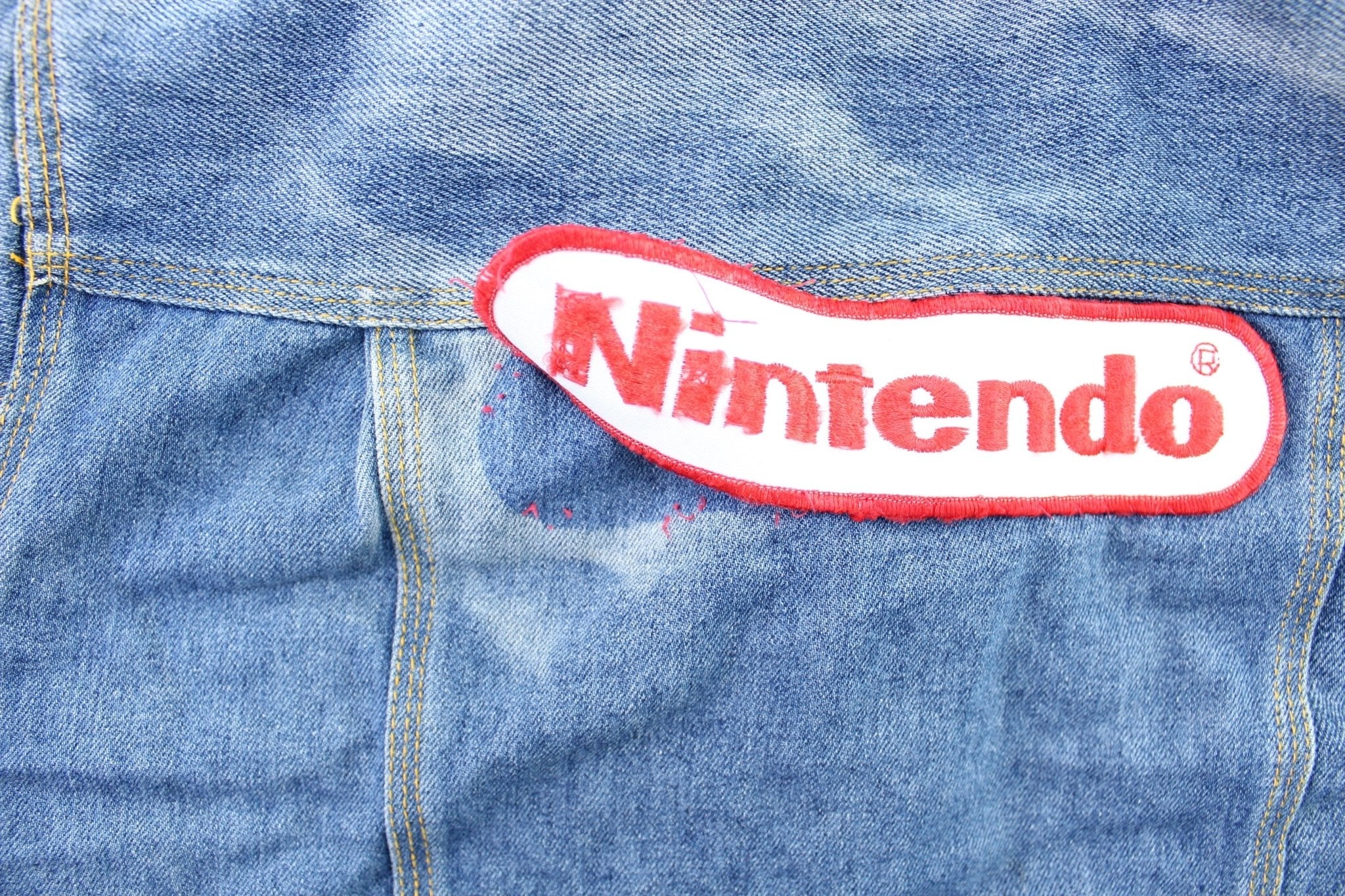 80's Nintendo West Side Classics Embroidered Patches Denim Jacket - Image 4
