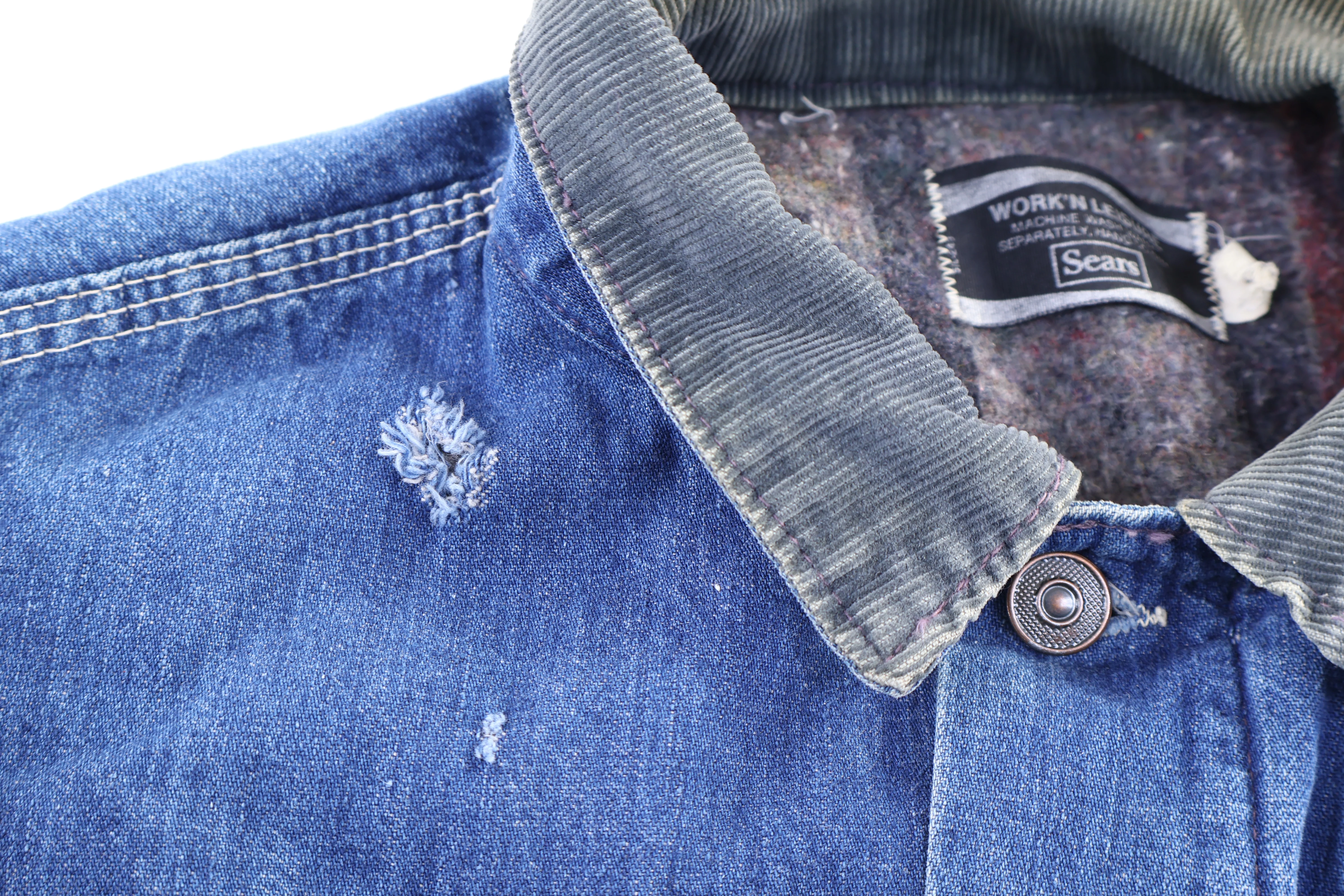 80's Work & Leisure Blanket Lined Denim Chore Jacket - Image 3
