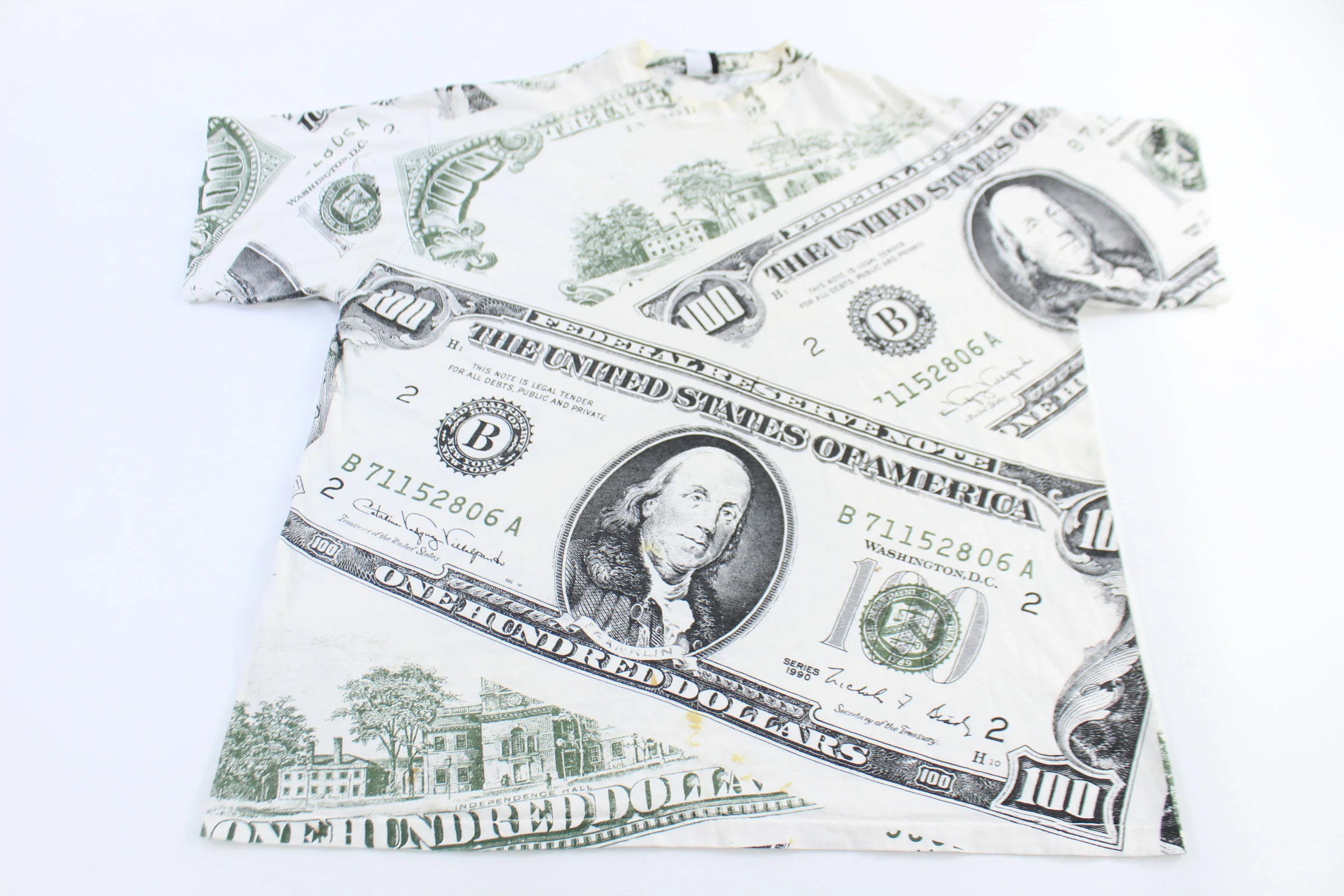 90's 100 Dollar Bill All Over Graphic T-shirt