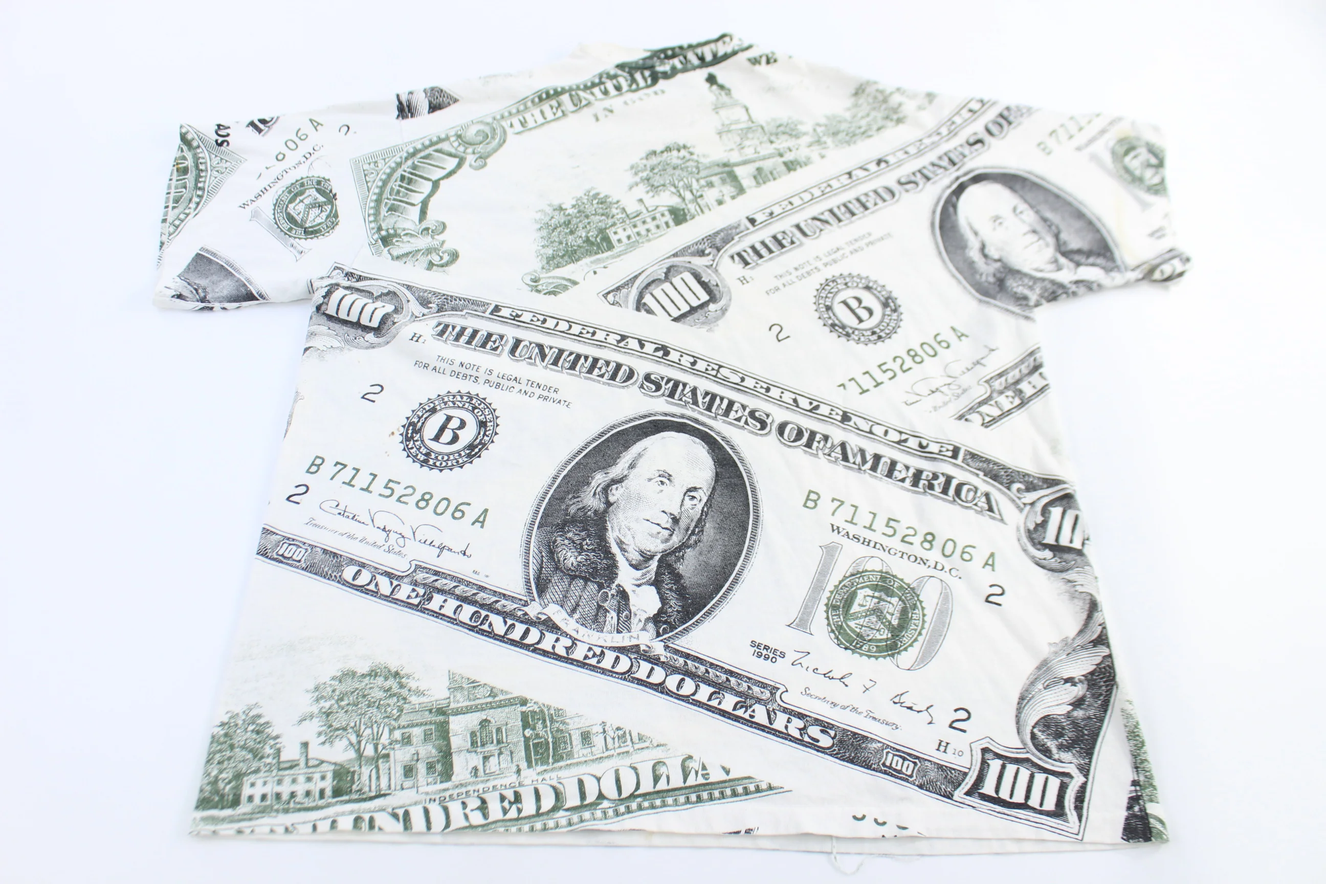 90's 100 Dollar Bill All Over Graphic T-shirt - Image 2