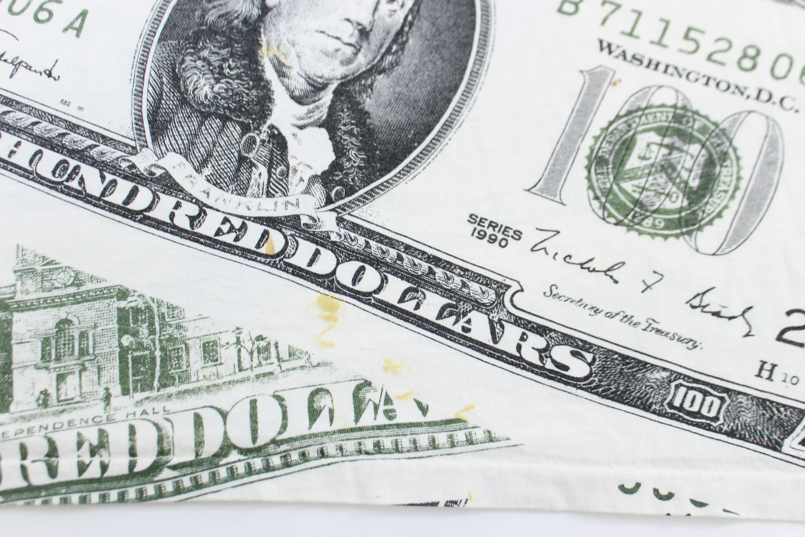 90's 100 Dollar Bill All Over Graphic T-shirt - Image 3