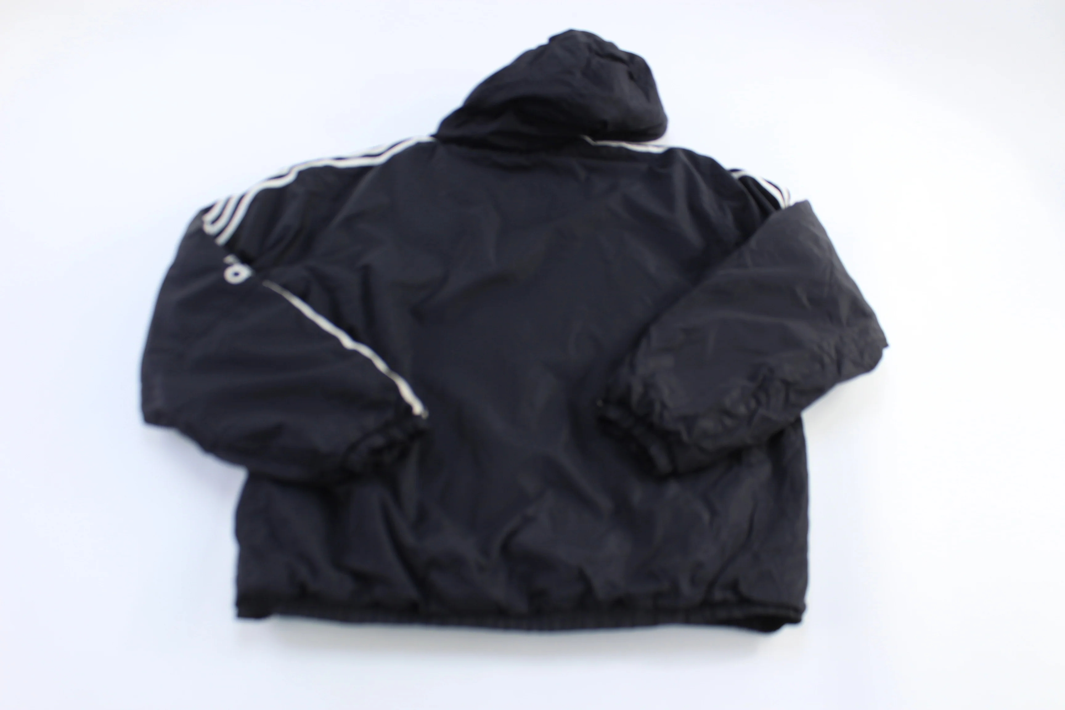 90's Adidas Embroidered Logo Black & White Full Zip Hooded Jacket - Image 2