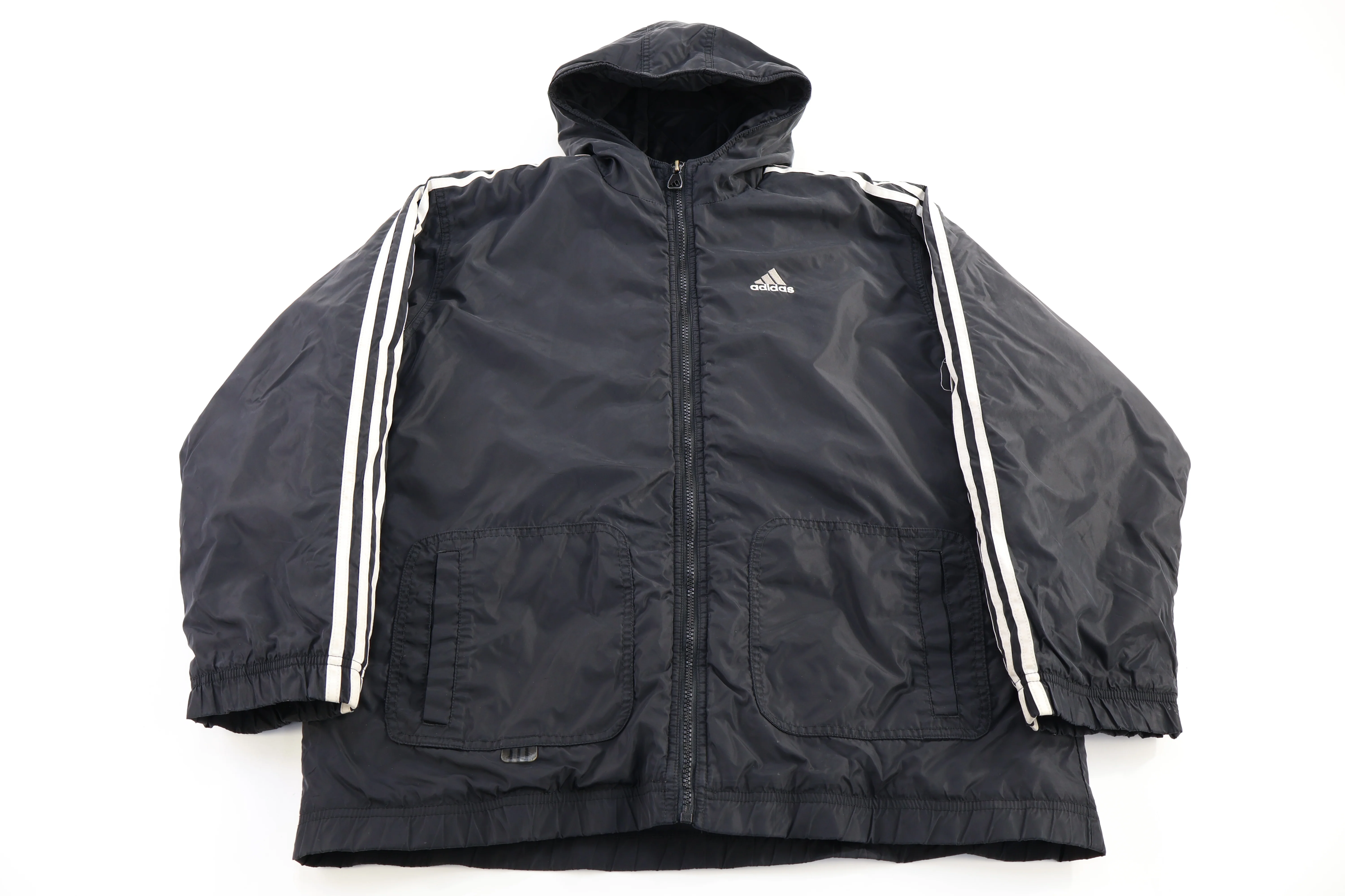 90's Adidas Embroidered Logo Black & White Full Zip Jacket