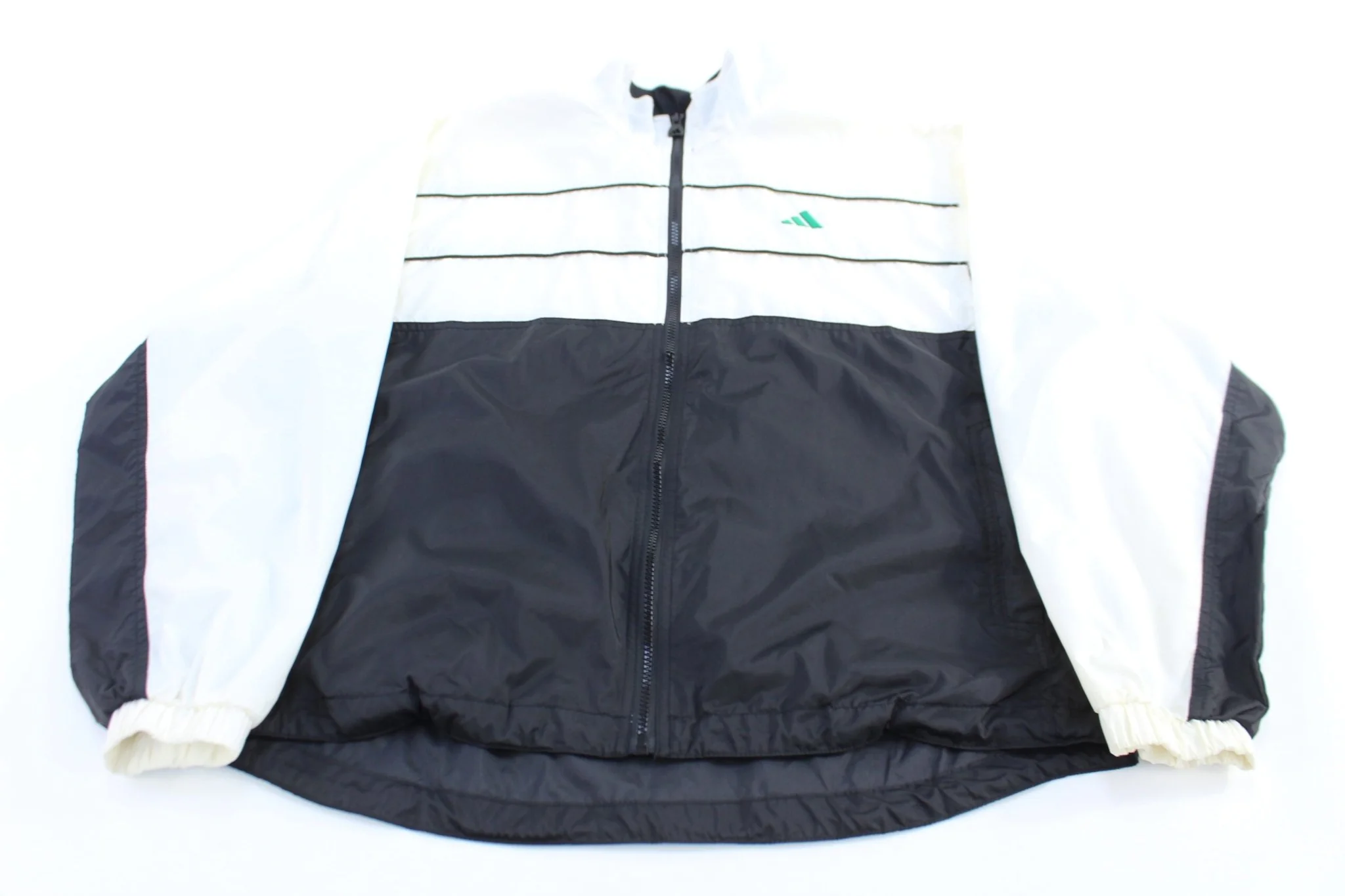 90's Adidas Embroidered Logo Black & White Windbreaker Jacket