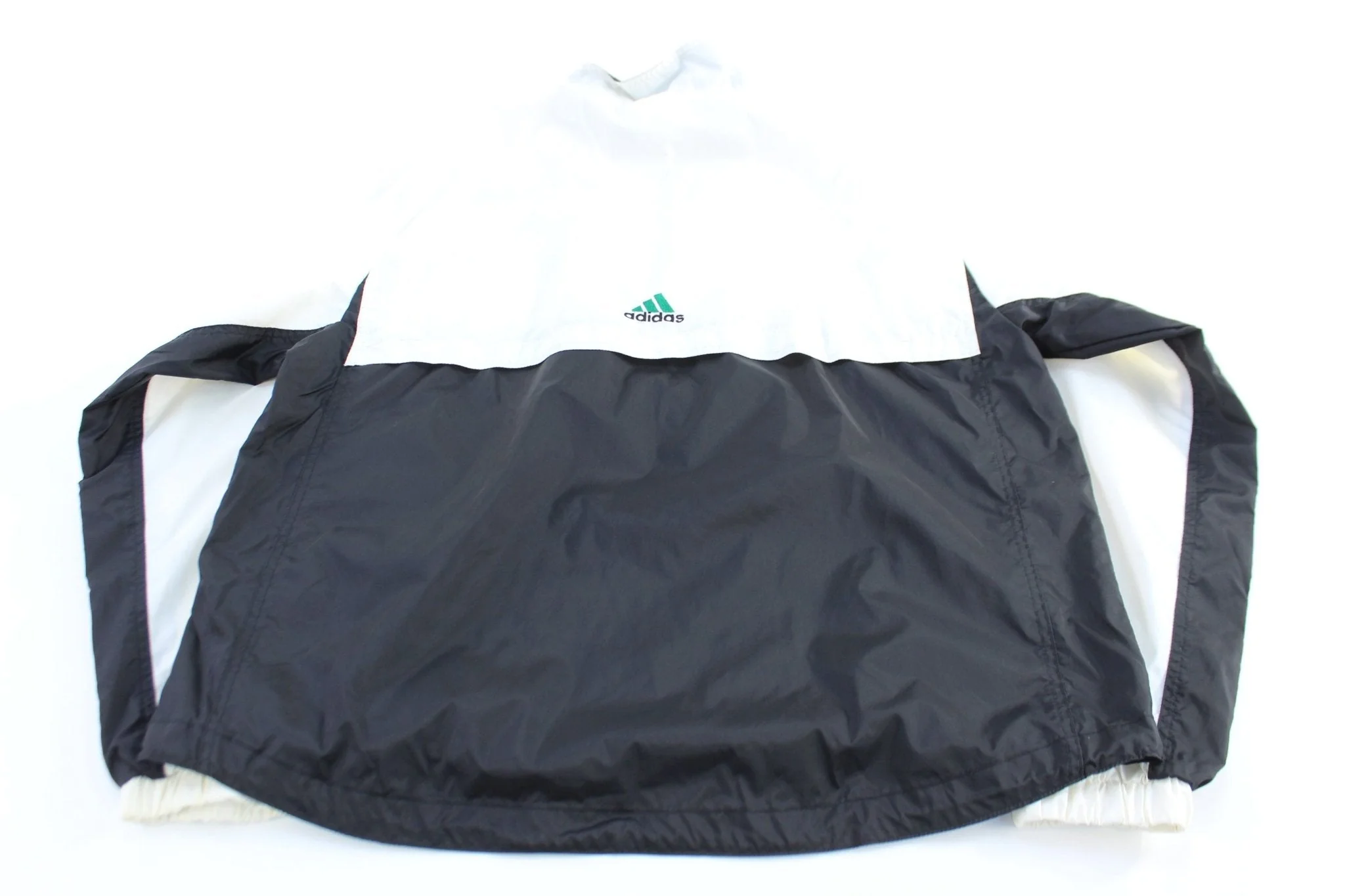 90's Adidas Embroidered Logo Black & White Windbreaker Jacket - Image 2