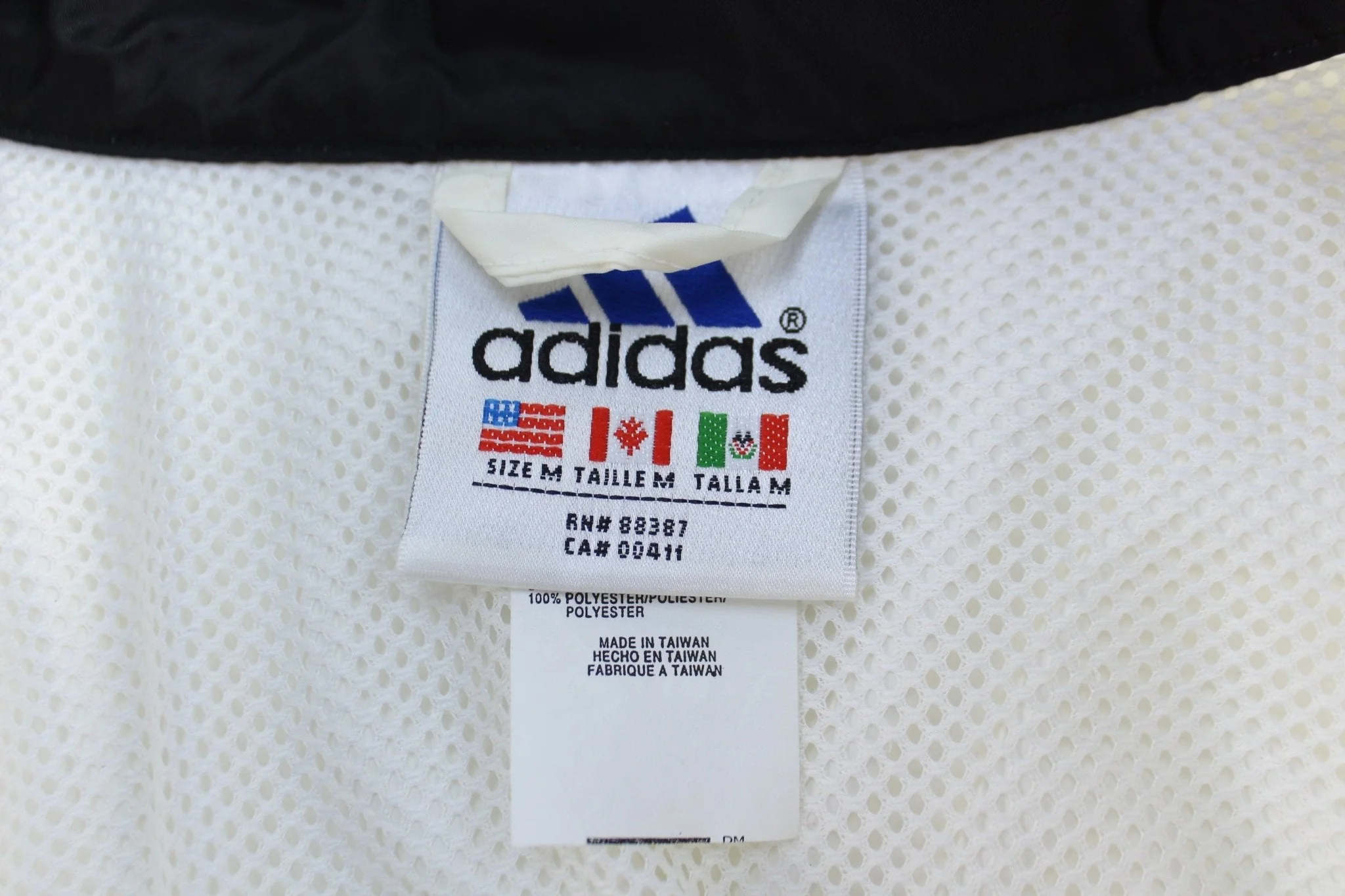 90's Adidas Embroidered Logo Black & White Windbreaker Jacket - Image 3