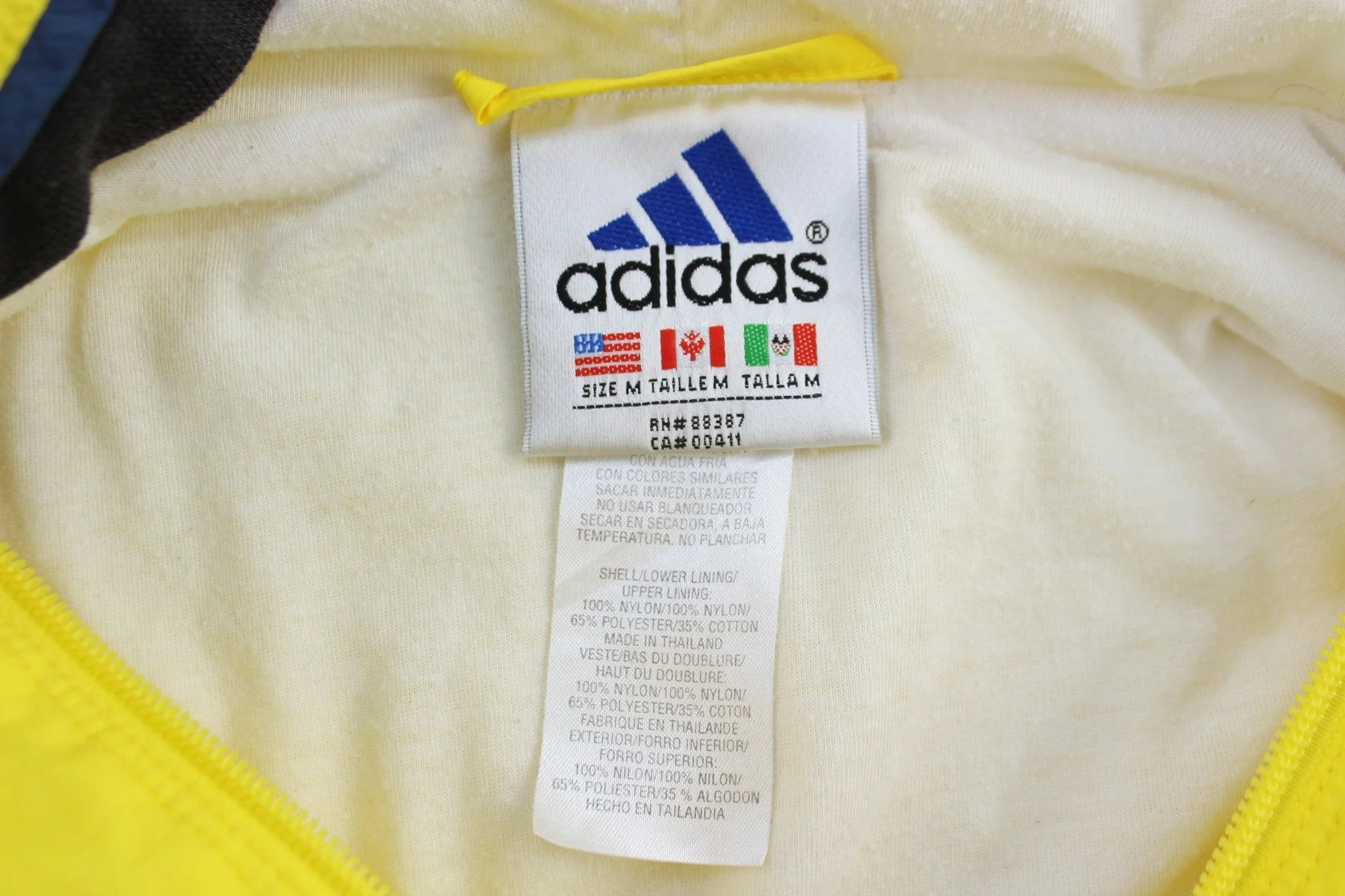 90's Adidas Embroidered Logo Black & Yellow Striped Zip Up Jacket - Image 3