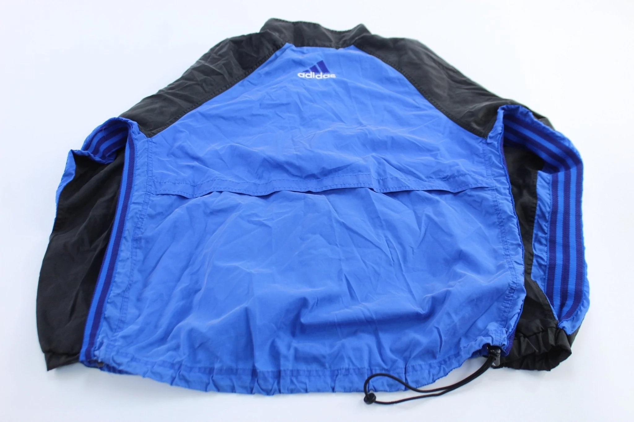 90's Adidas Embroidered Logo Blue & Black Striped Zip Up Jacket - Image 2