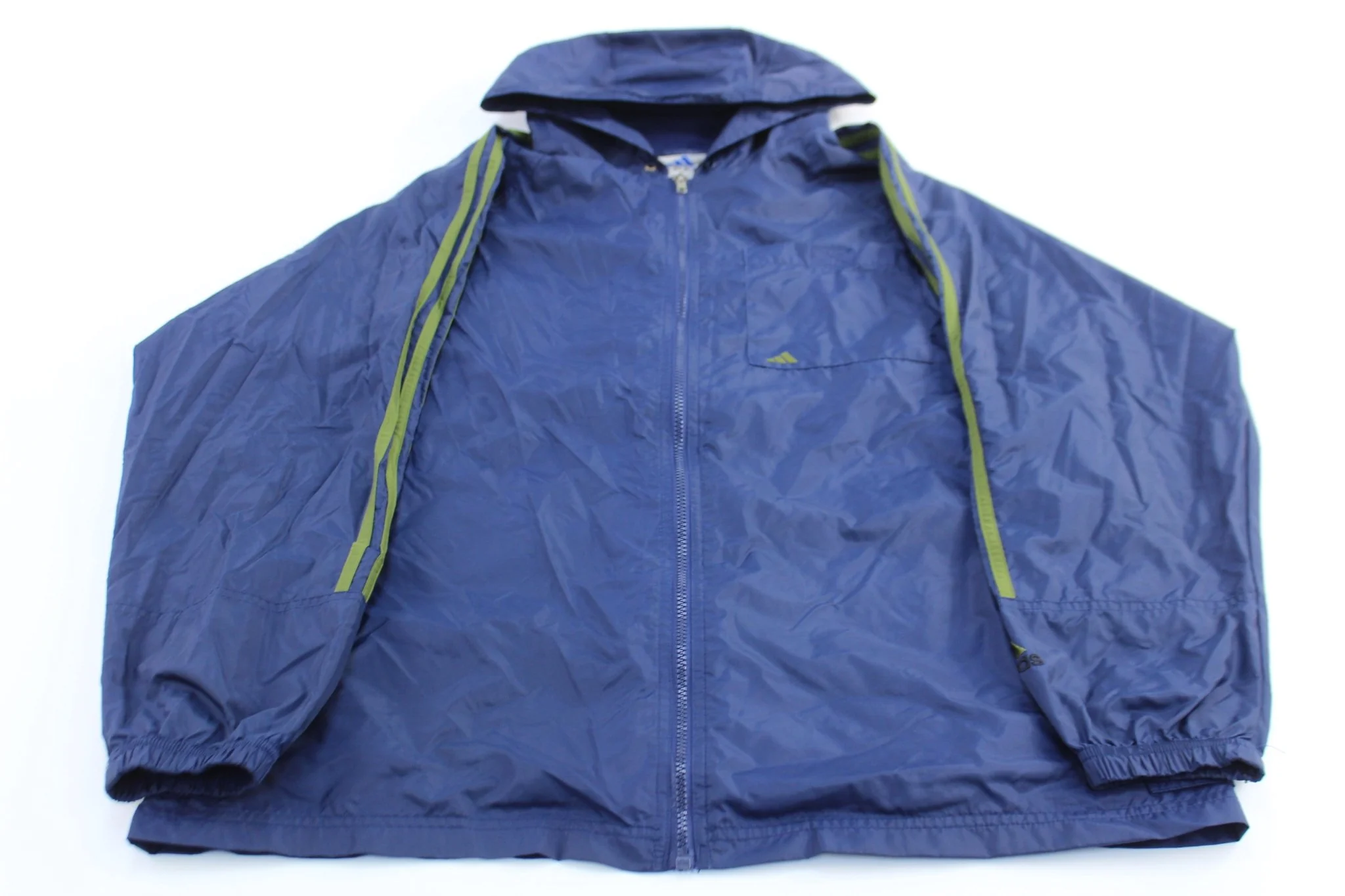 90's Adidas Embroidered Logo Blue & Green Striped Zip Up Jacket