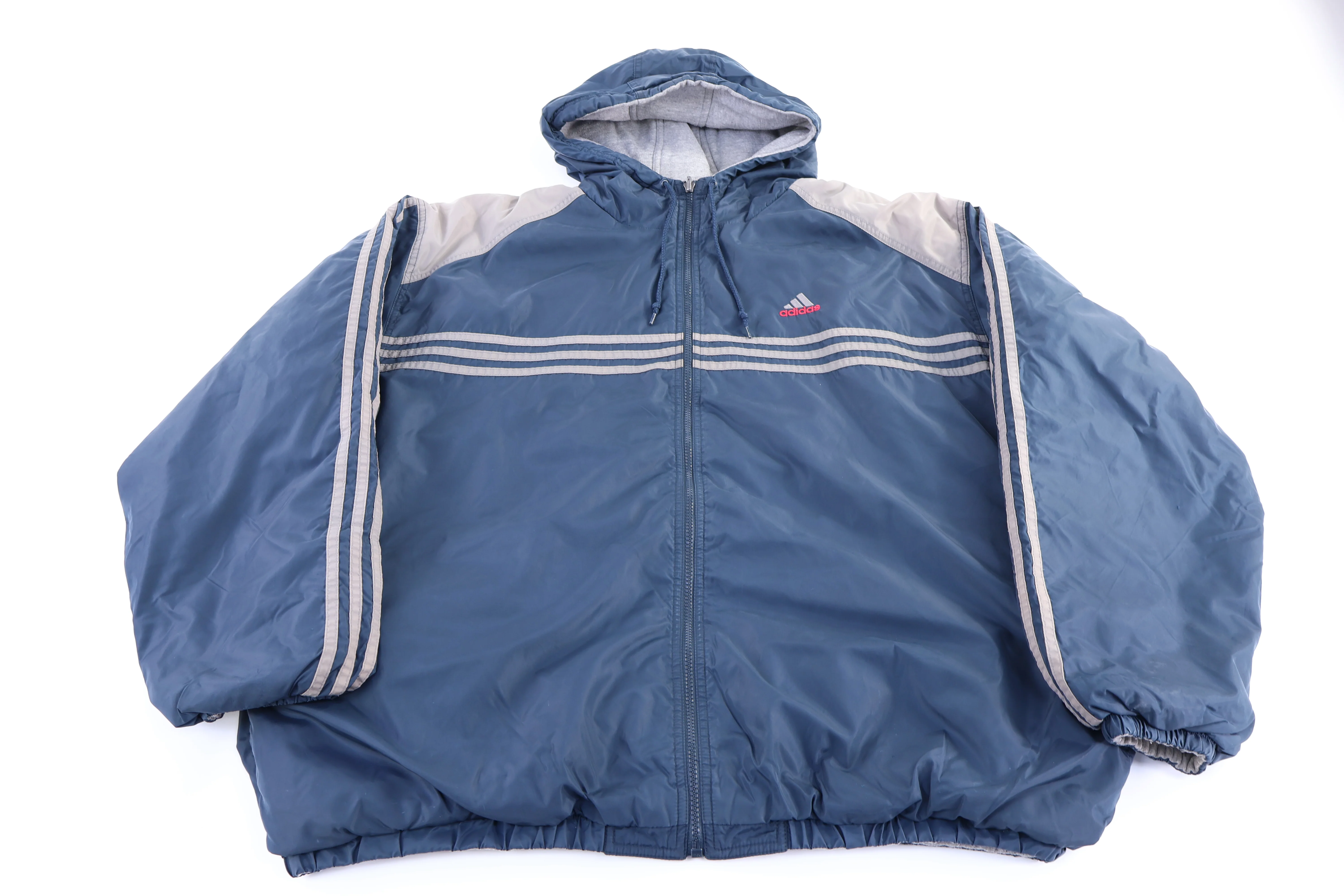 90's Adidas Embroidered Logo Blue & Grey Reversible Jacket