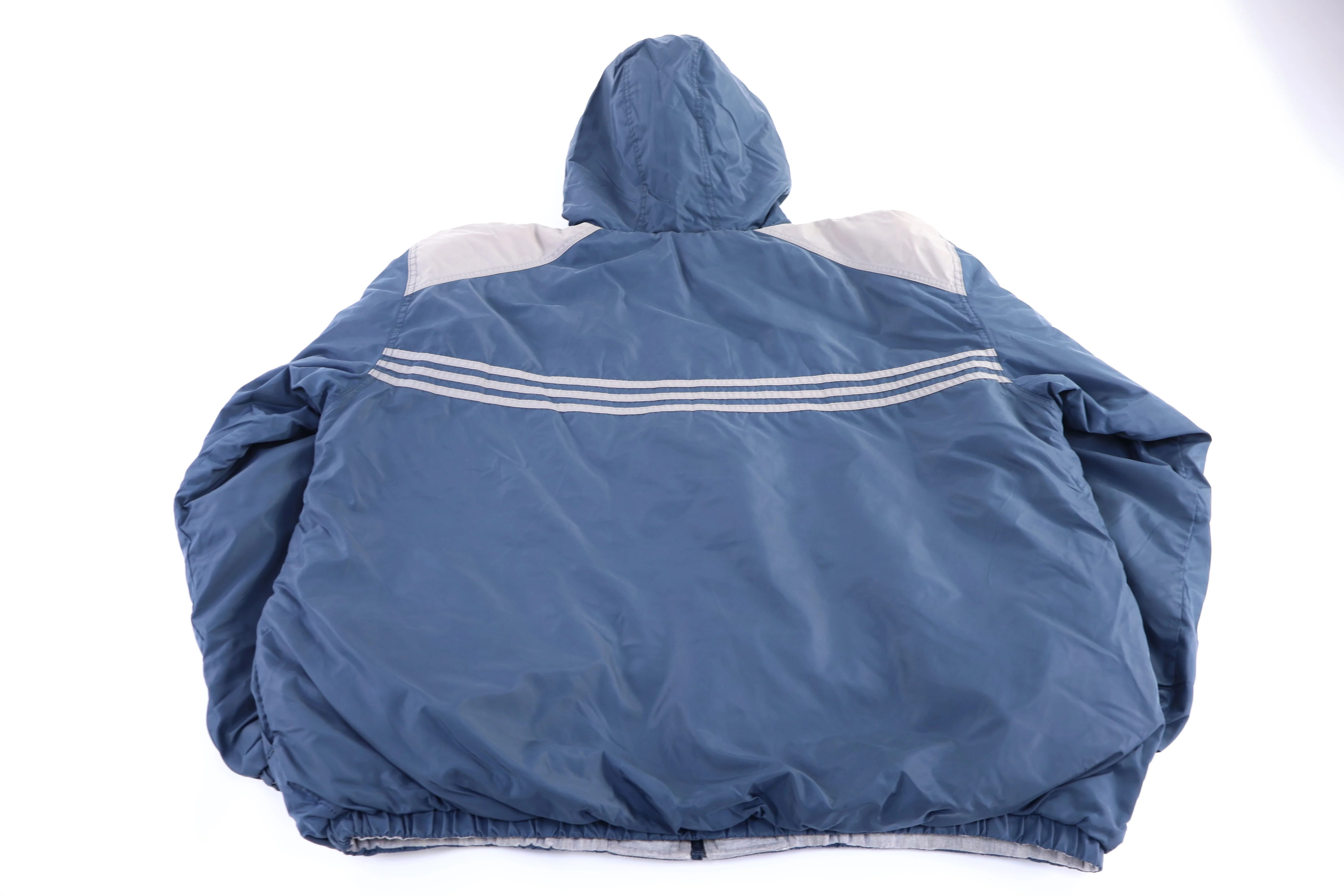 90's Adidas Embroidered Logo Blue & Grey Reversible Jacket - Image 2