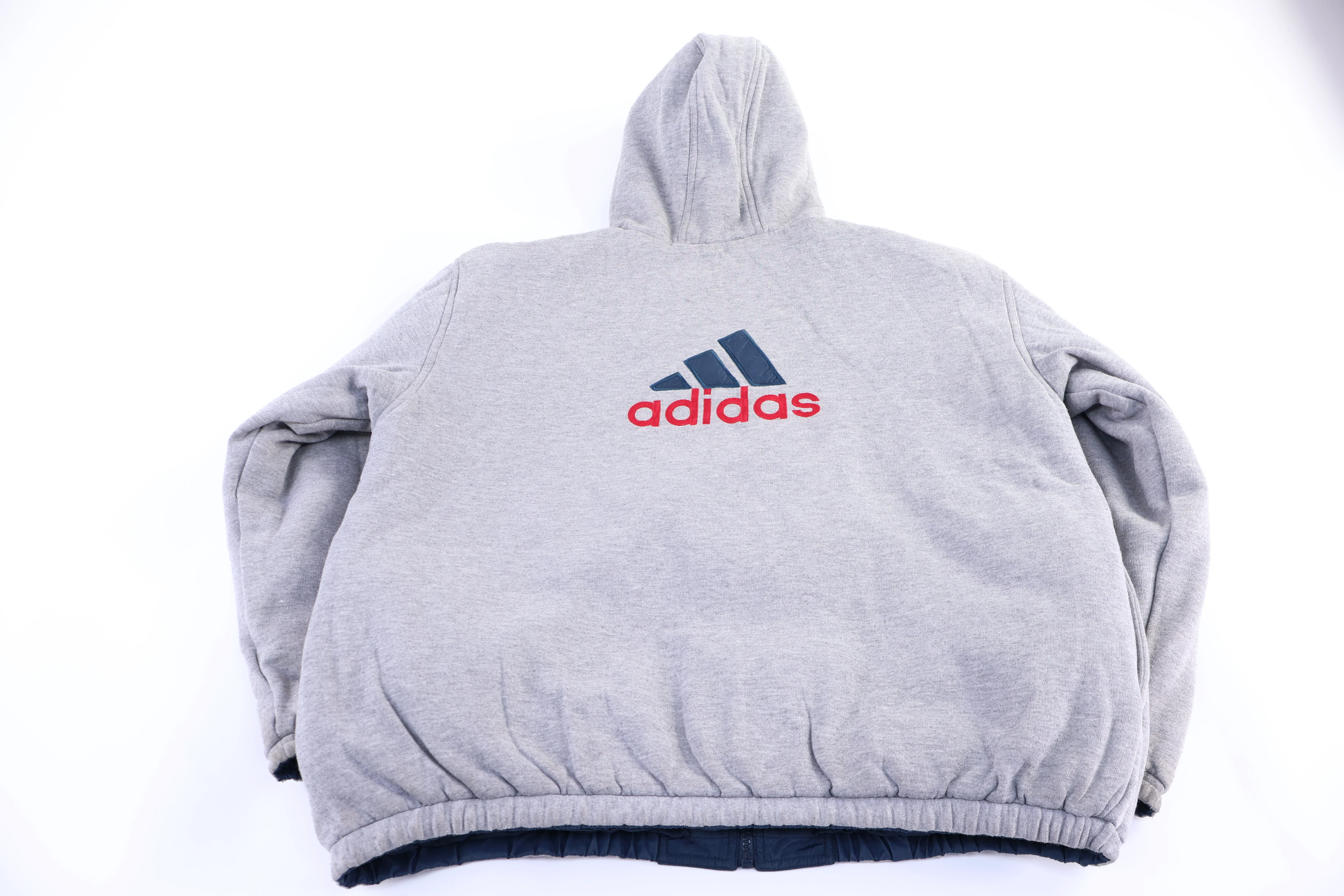 90's Adidas Embroidered Logo Blue & Grey Reversible Jacket - Image 3