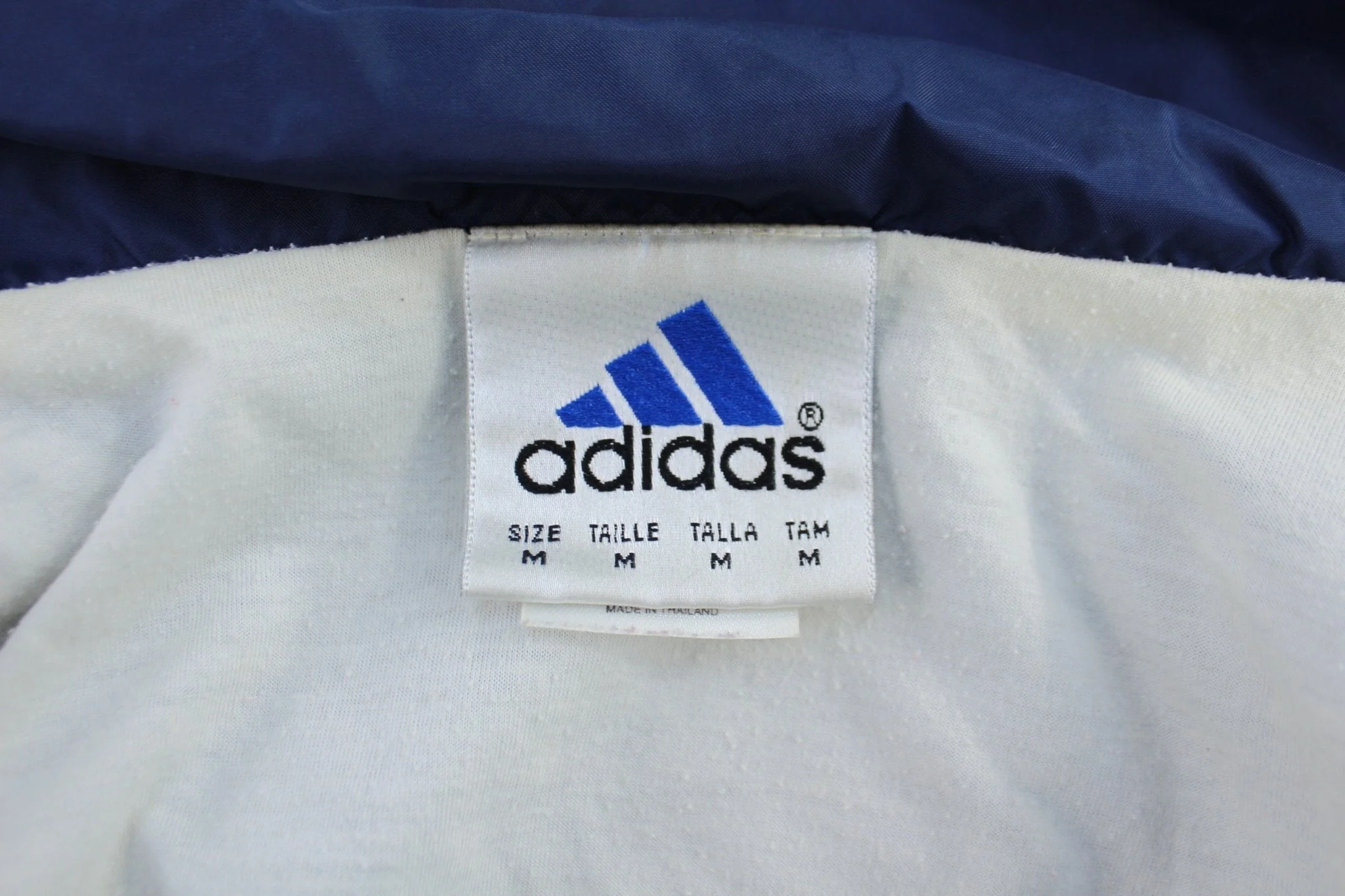 90's Adidas Embroidered Logo Blue, Grey, & White Striped Jacket - Image 3