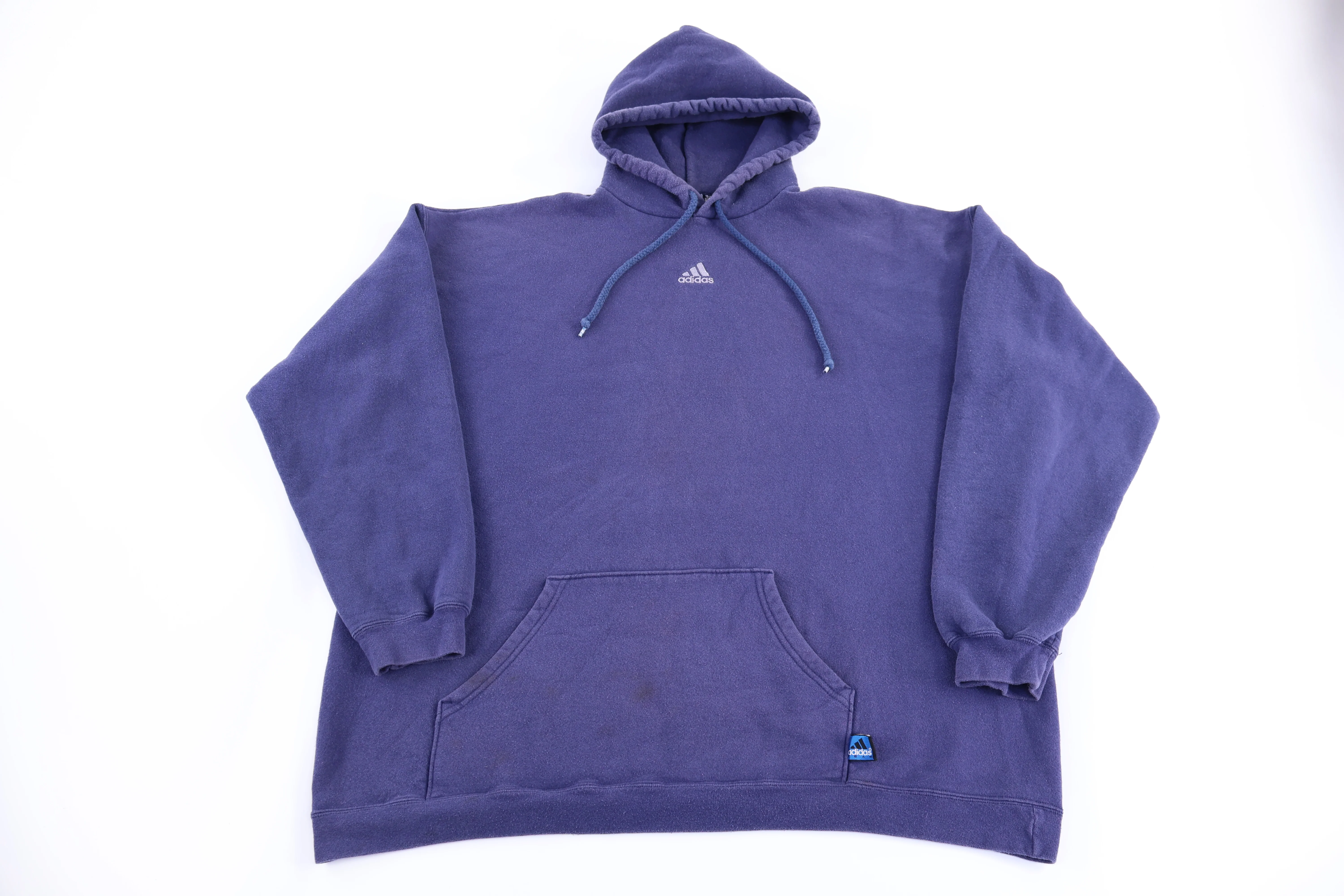 90's Adidas Embroidered Logo Blue Pullover Hoodie