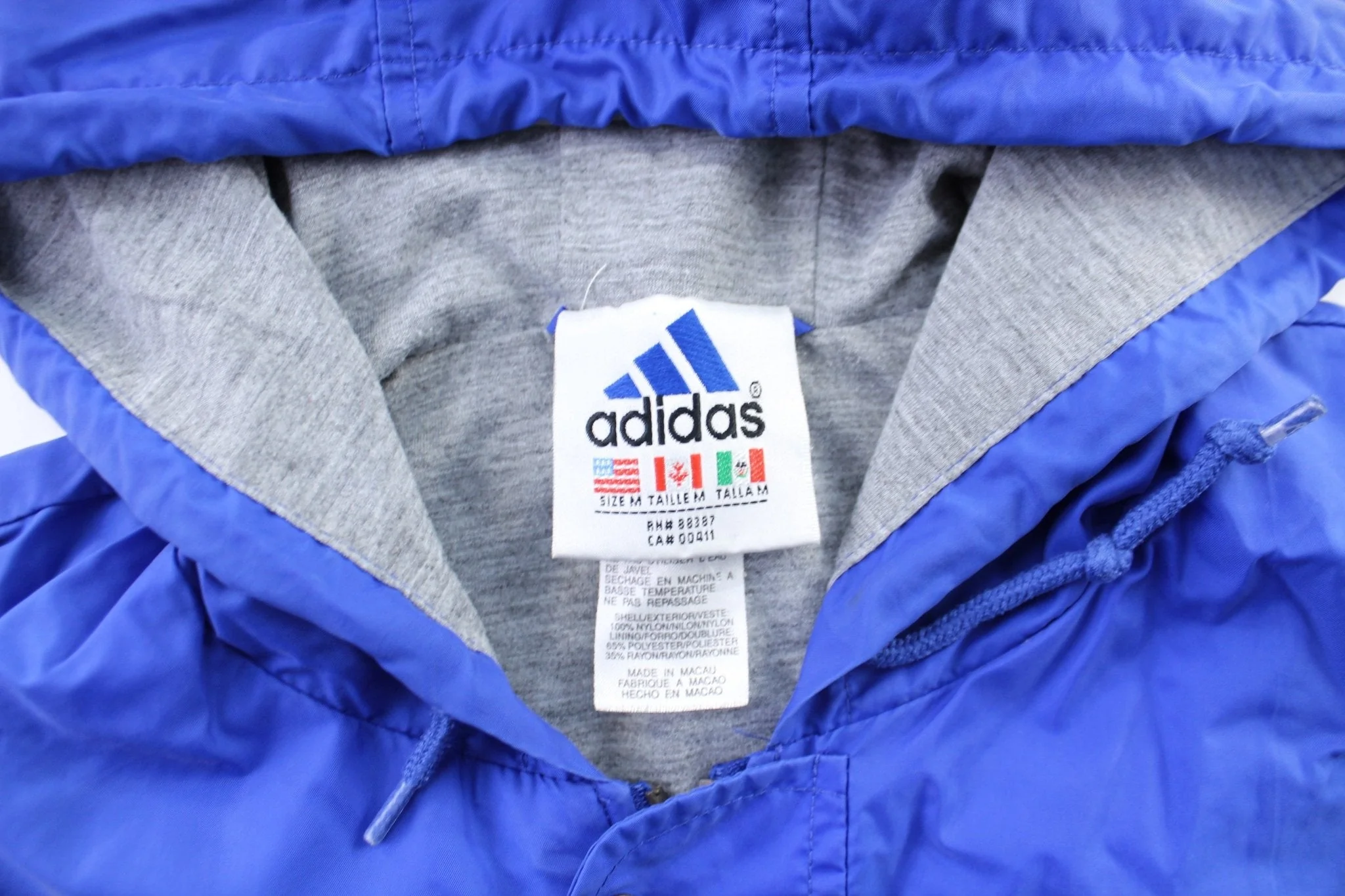 90's Adidas Embroidered Logo Blue & White Striped Jacket - Image 3