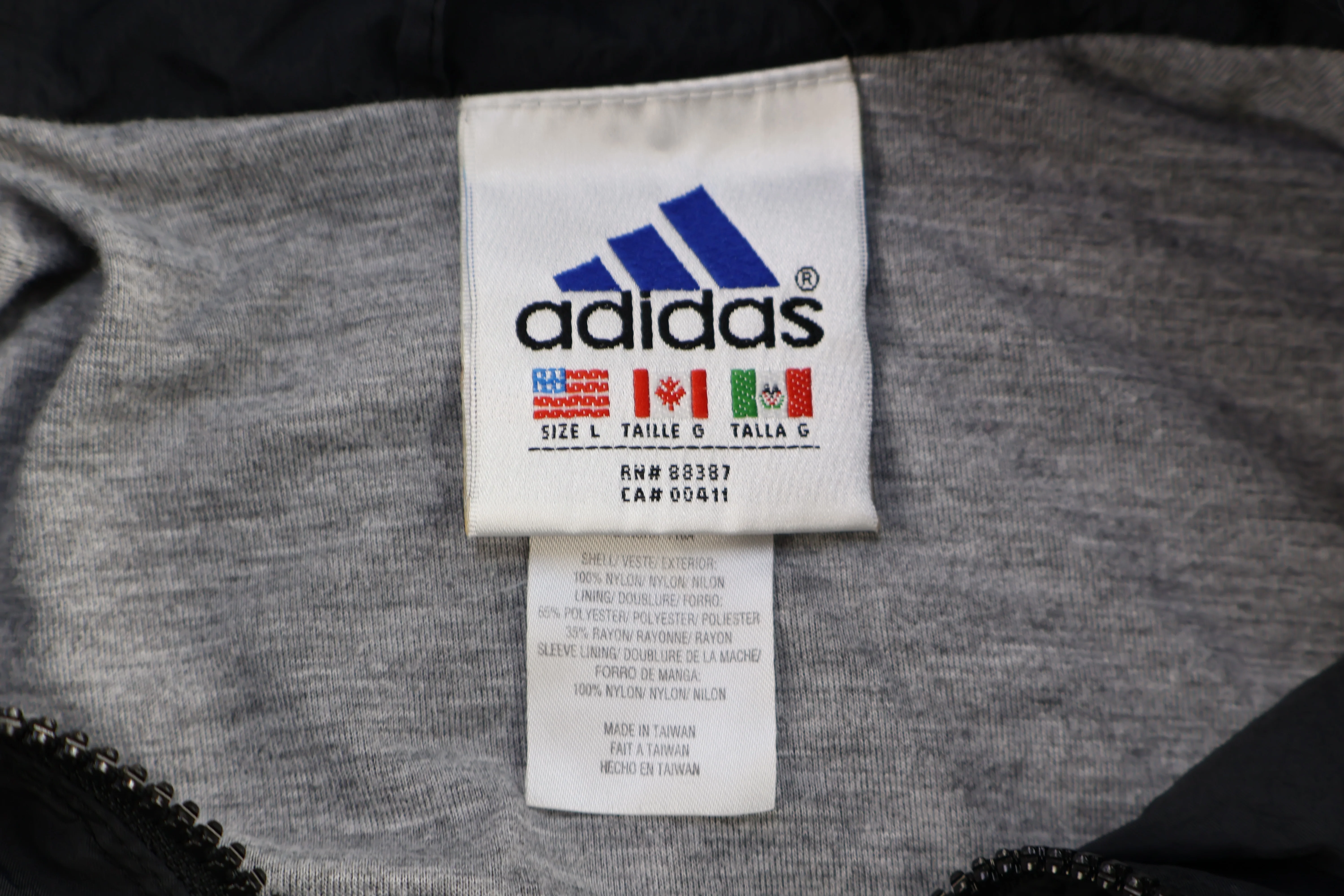 90's Adidas Embroidered Logo Full Zip Windbreaker - Image 3