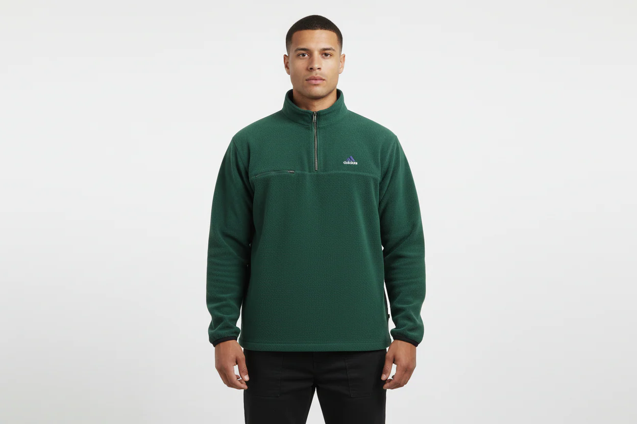 90's Adidas Embroidered Logo Green Fleece Sweater
