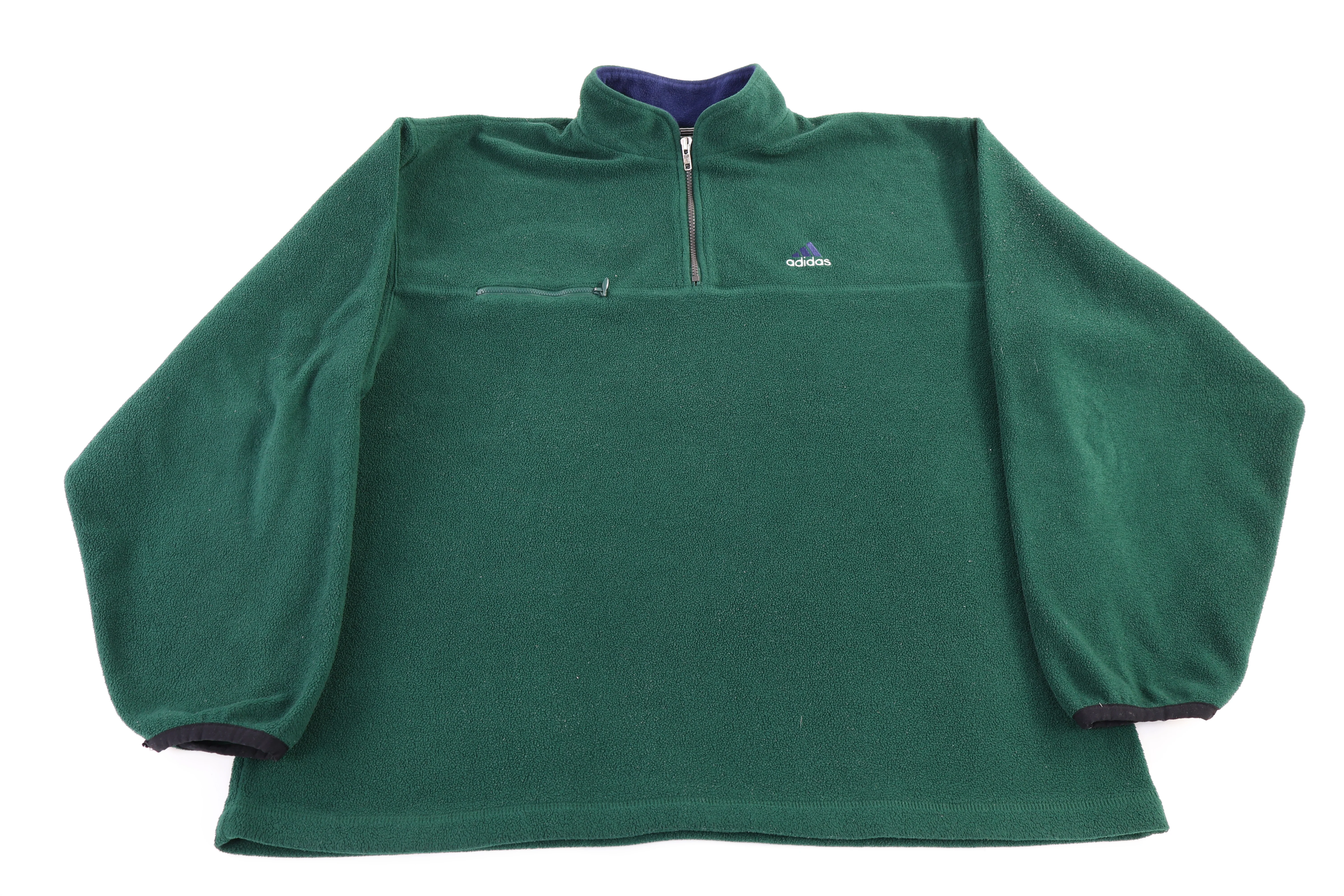 90's Adidas Embroidered Logo Green Fleece Sweater - Image 2