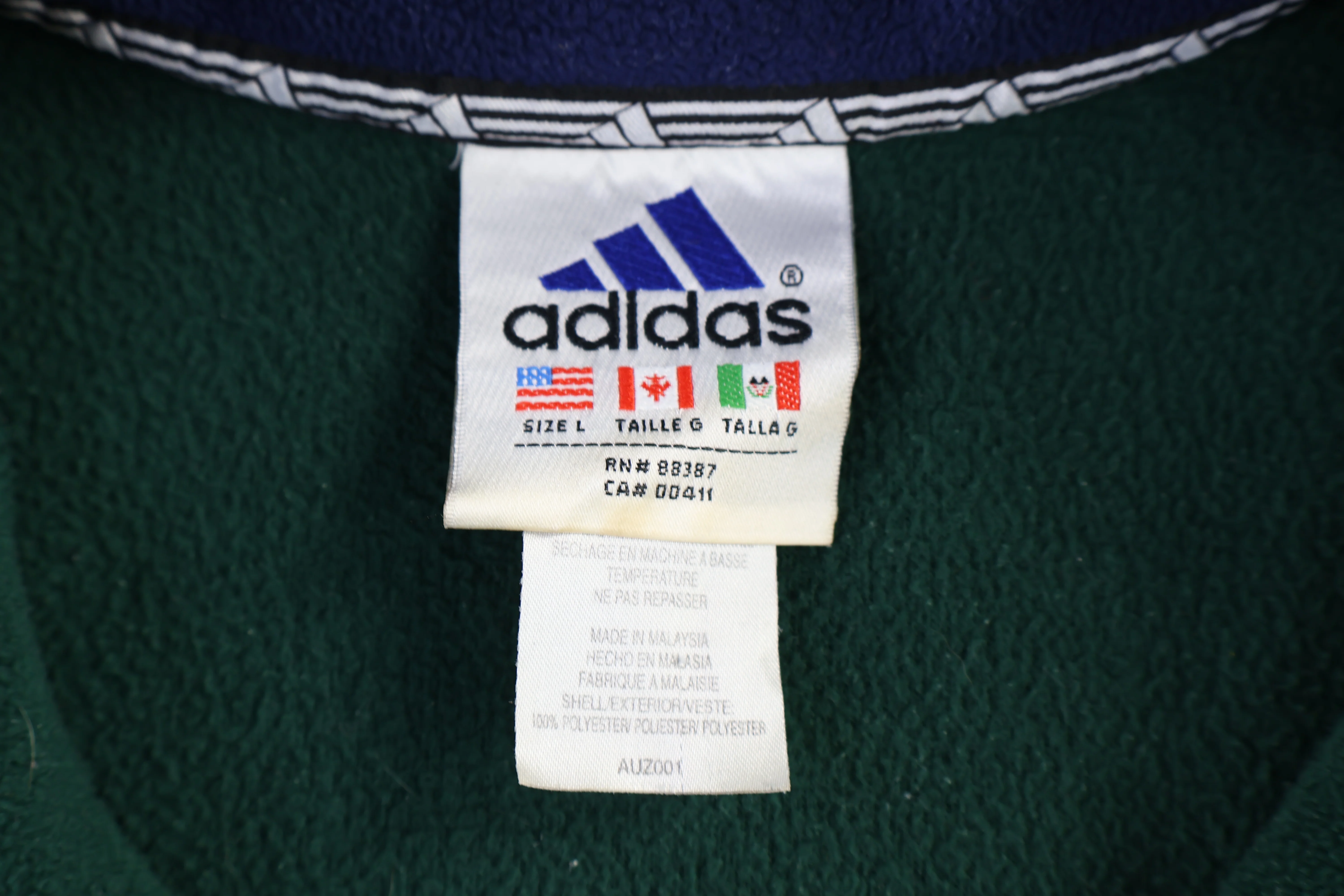 90's Adidas Embroidered Logo Green Fleece Sweater - Image 4