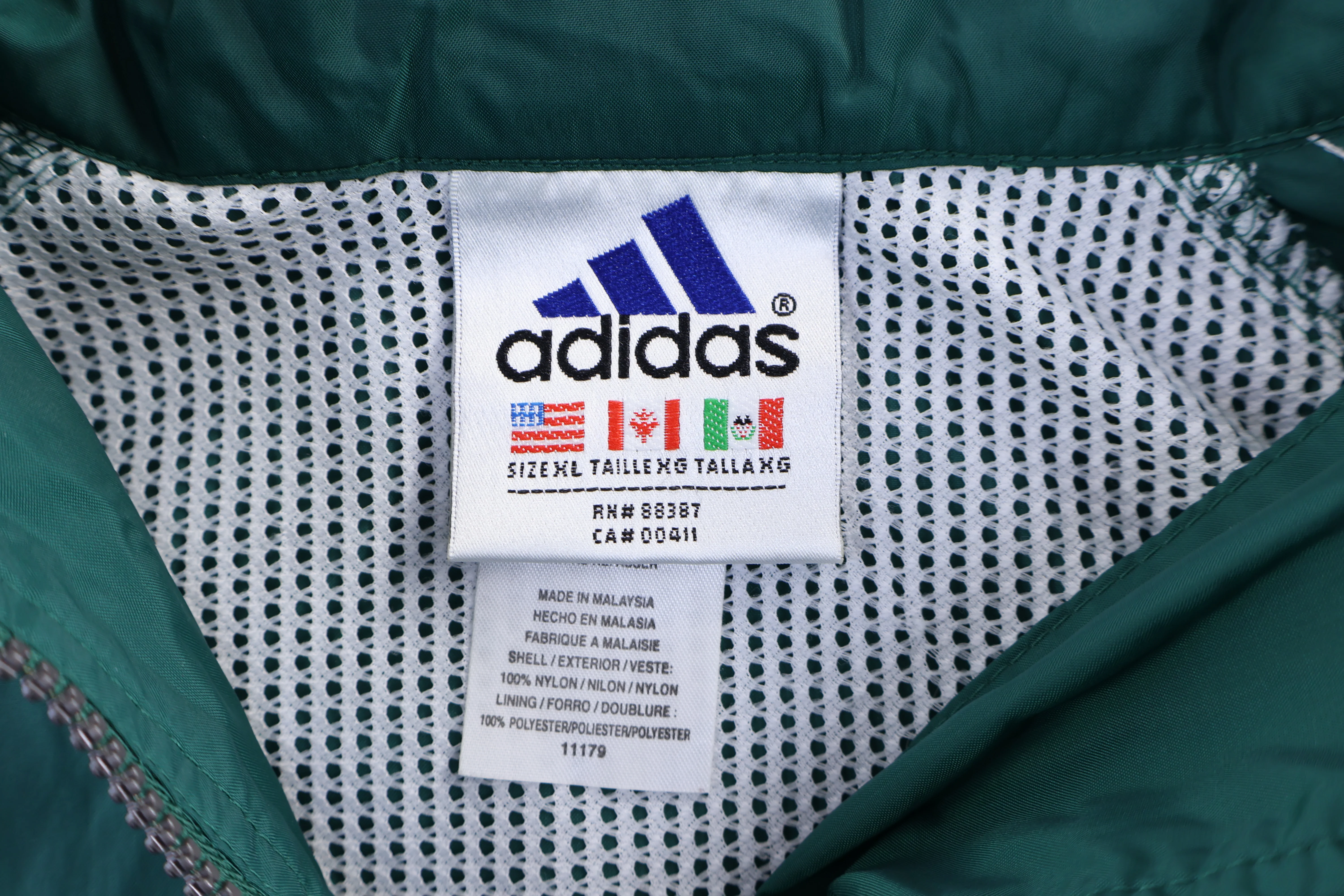 90's Adidas Embroidered Logo Green Full Zip Jacket - Image 3