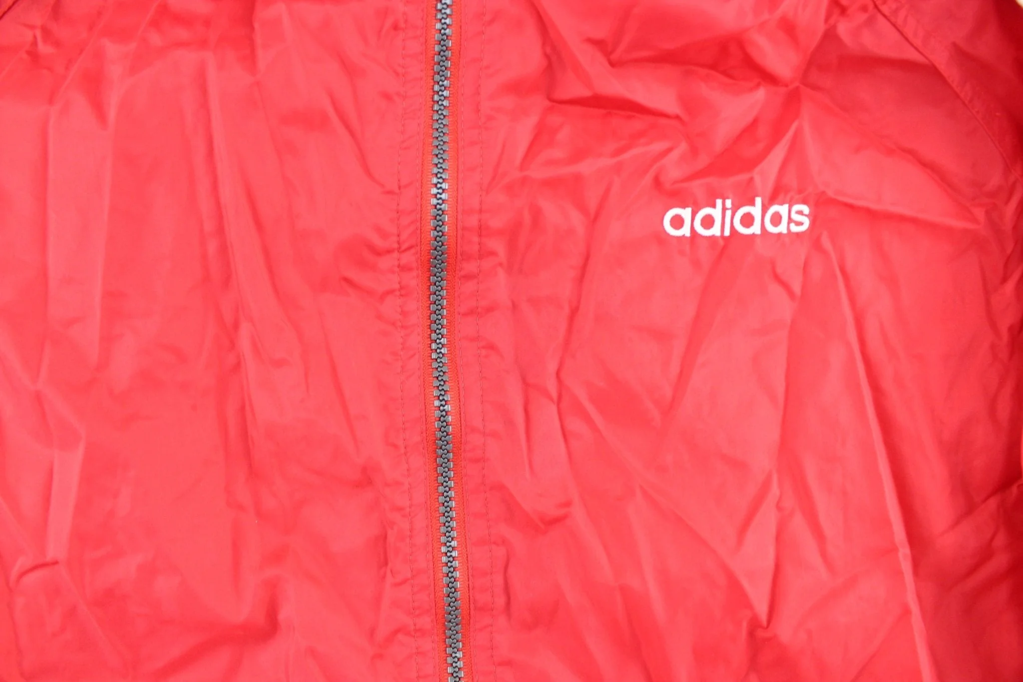 90's Adidas Embroidered Logo Red & White Striped Zip Up Jacket - Image 3