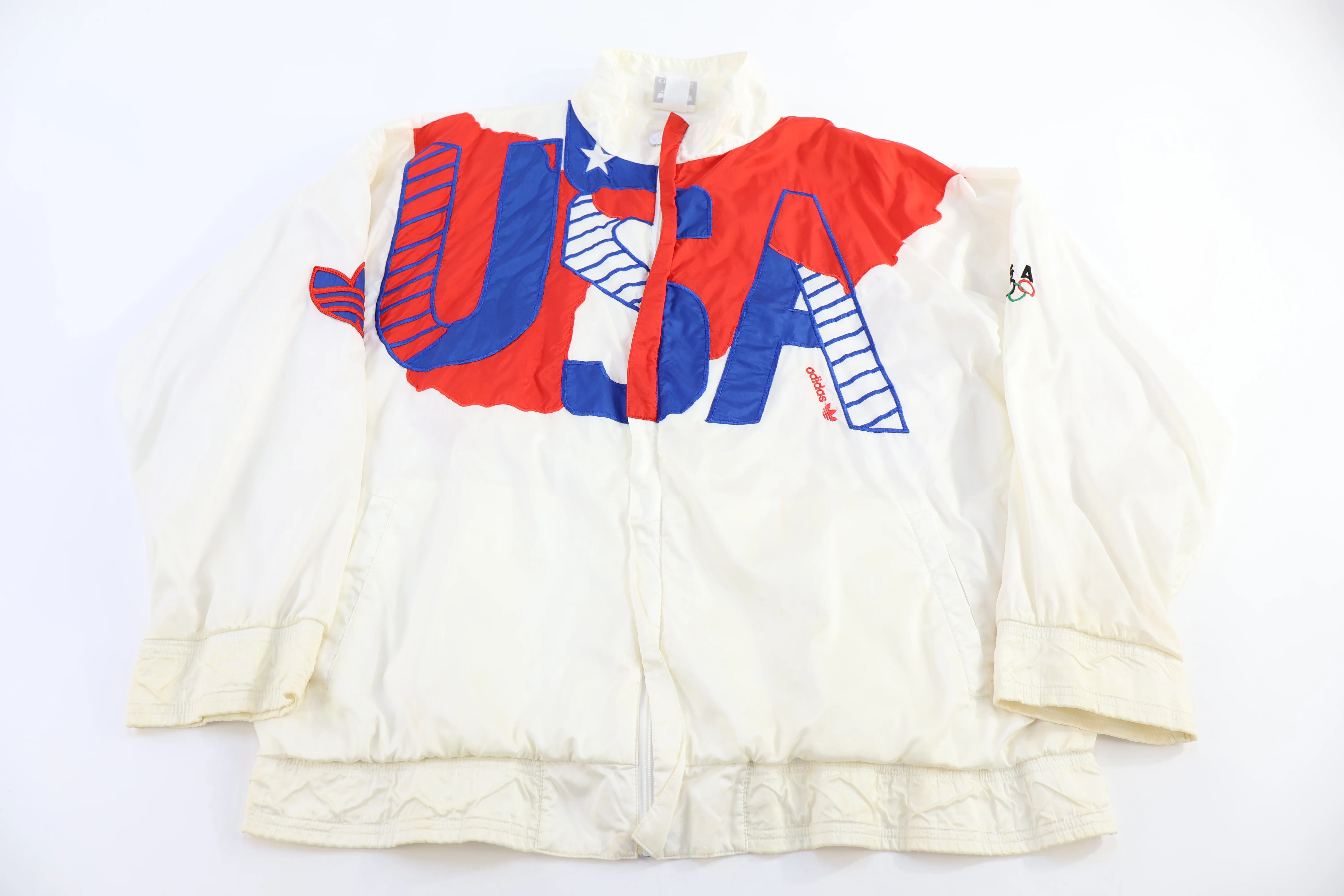 90's Adidas Embroidered Logo Team USA Full Zip Windbreaker