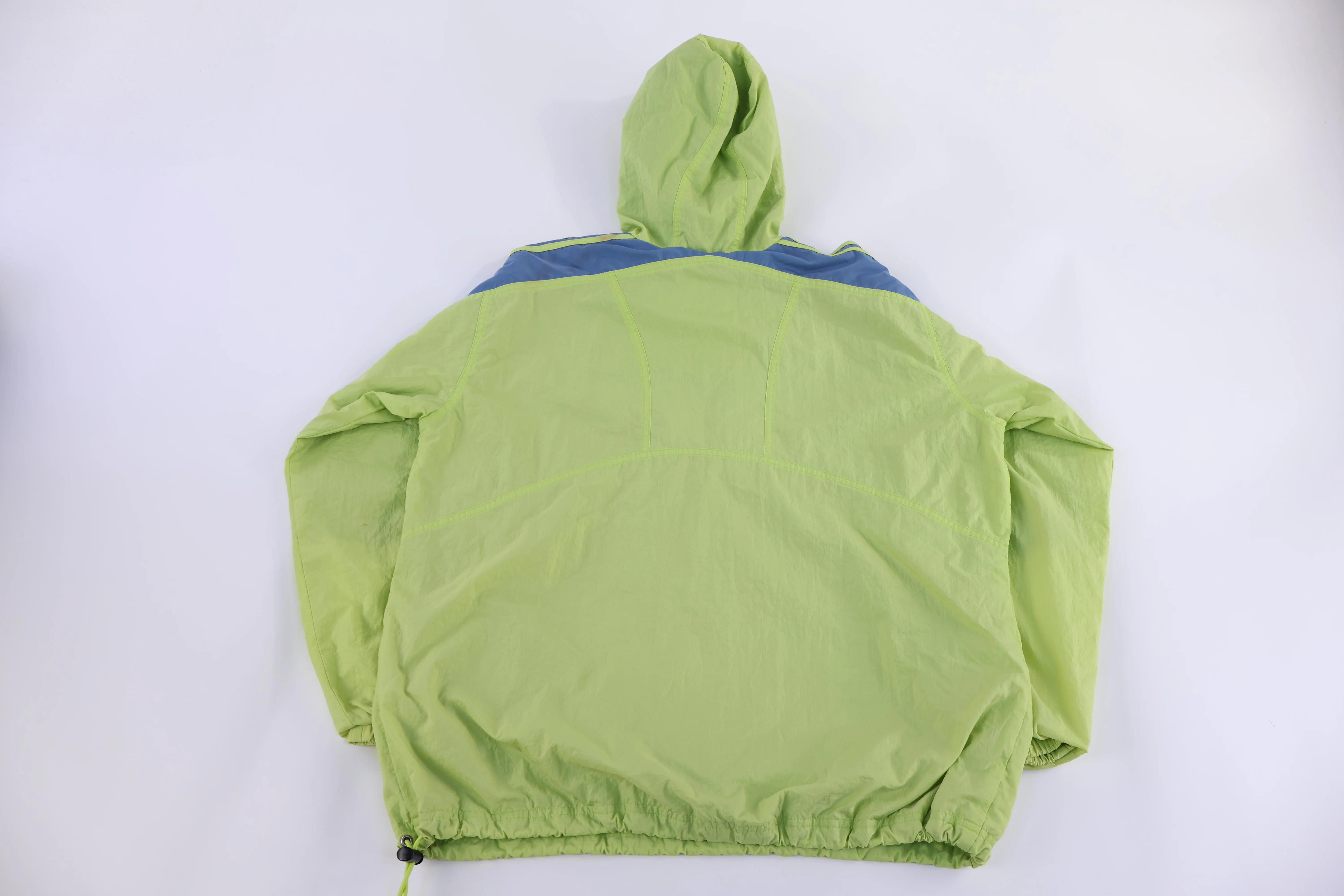 90's Adidas Green & Blue Half Zip Pullover Windbreaker - Image 2