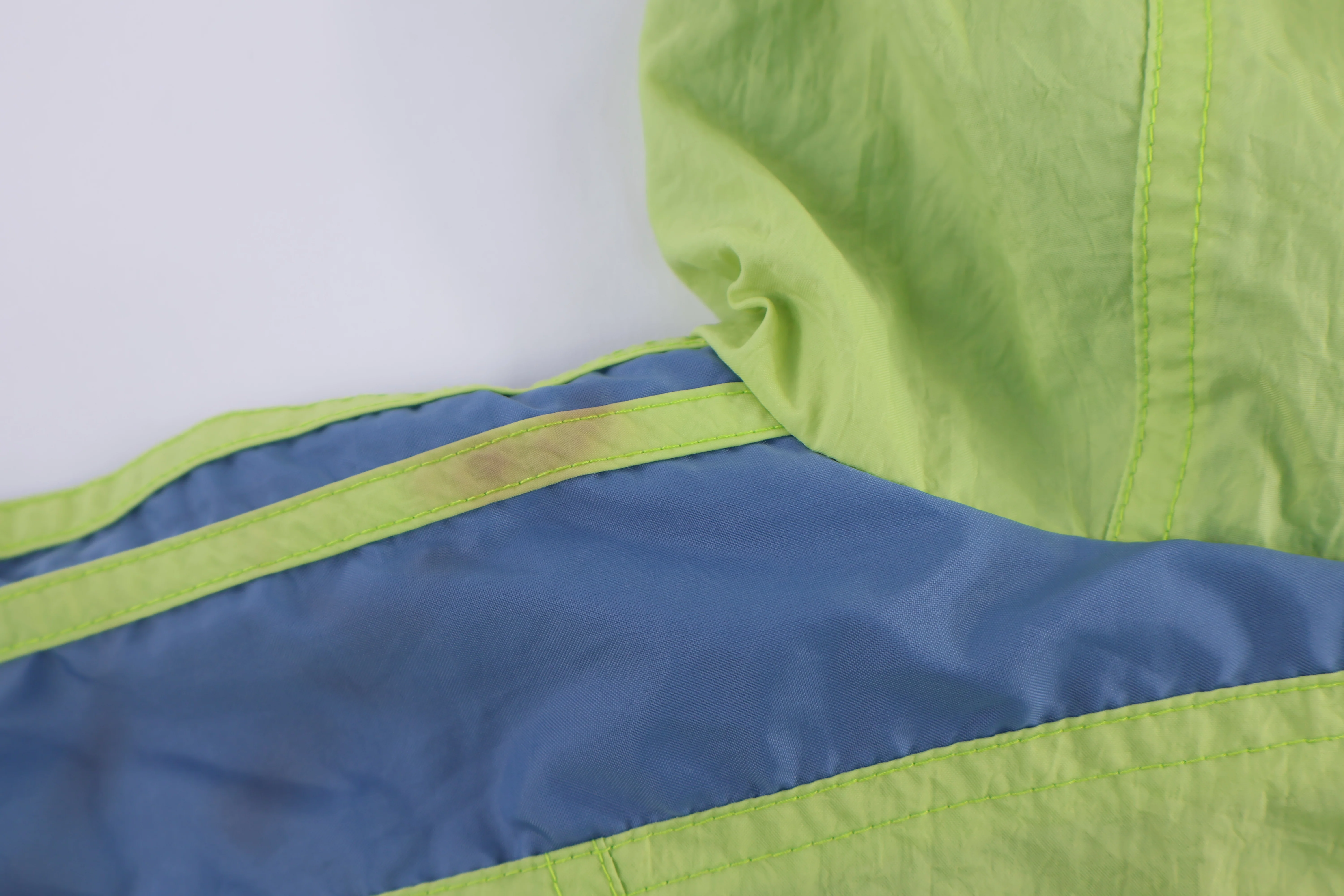 90's Adidas Green & Blue Half Zip Pullover Windbreaker - Image 3
