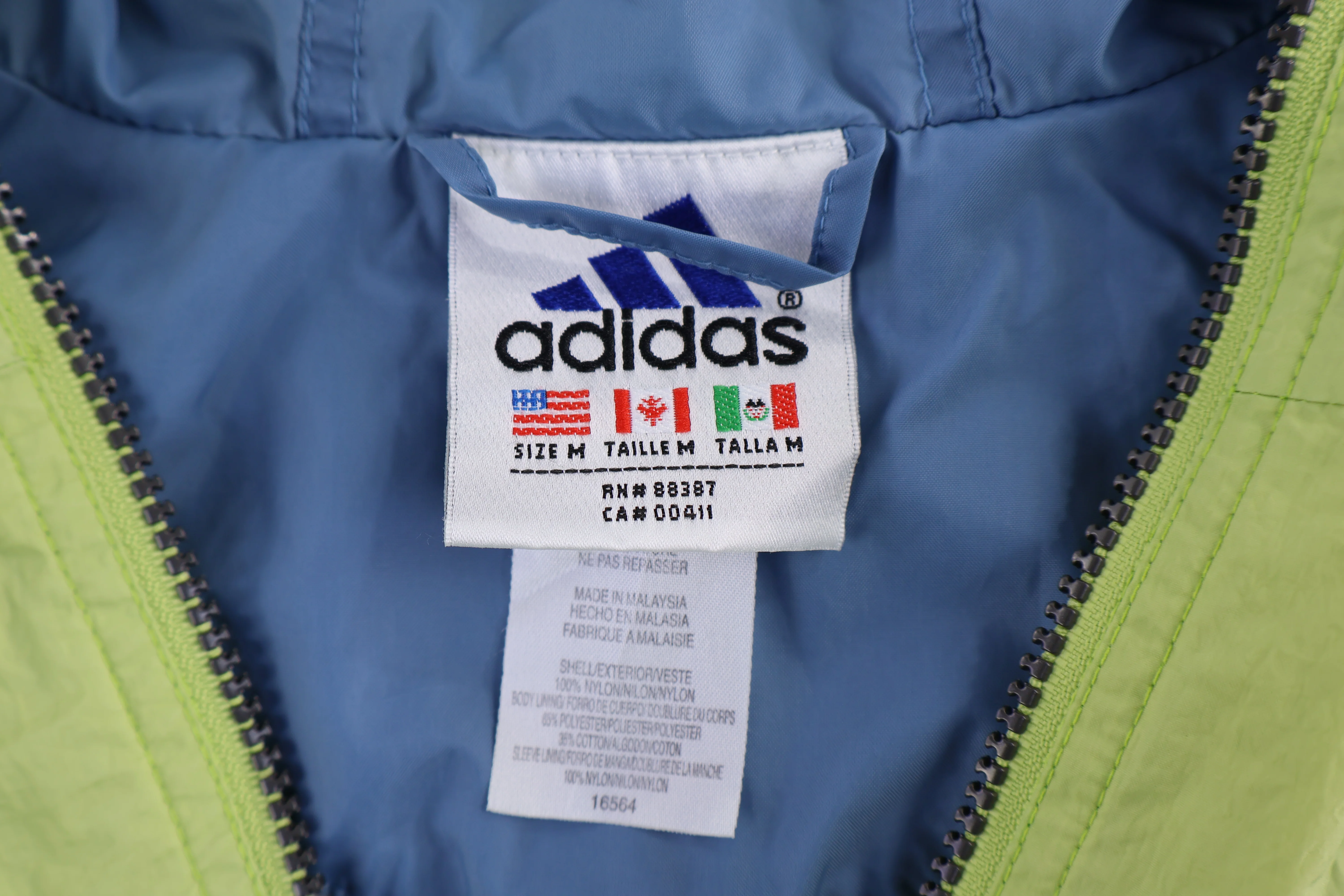 90's Adidas Green & Blue Half Zip Pullover Windbreaker - Image 5