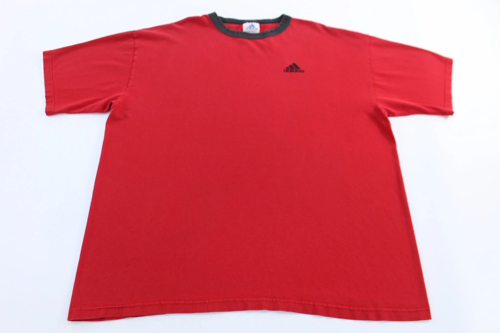 90's Adidas Logo Embroidered Red T-shirt