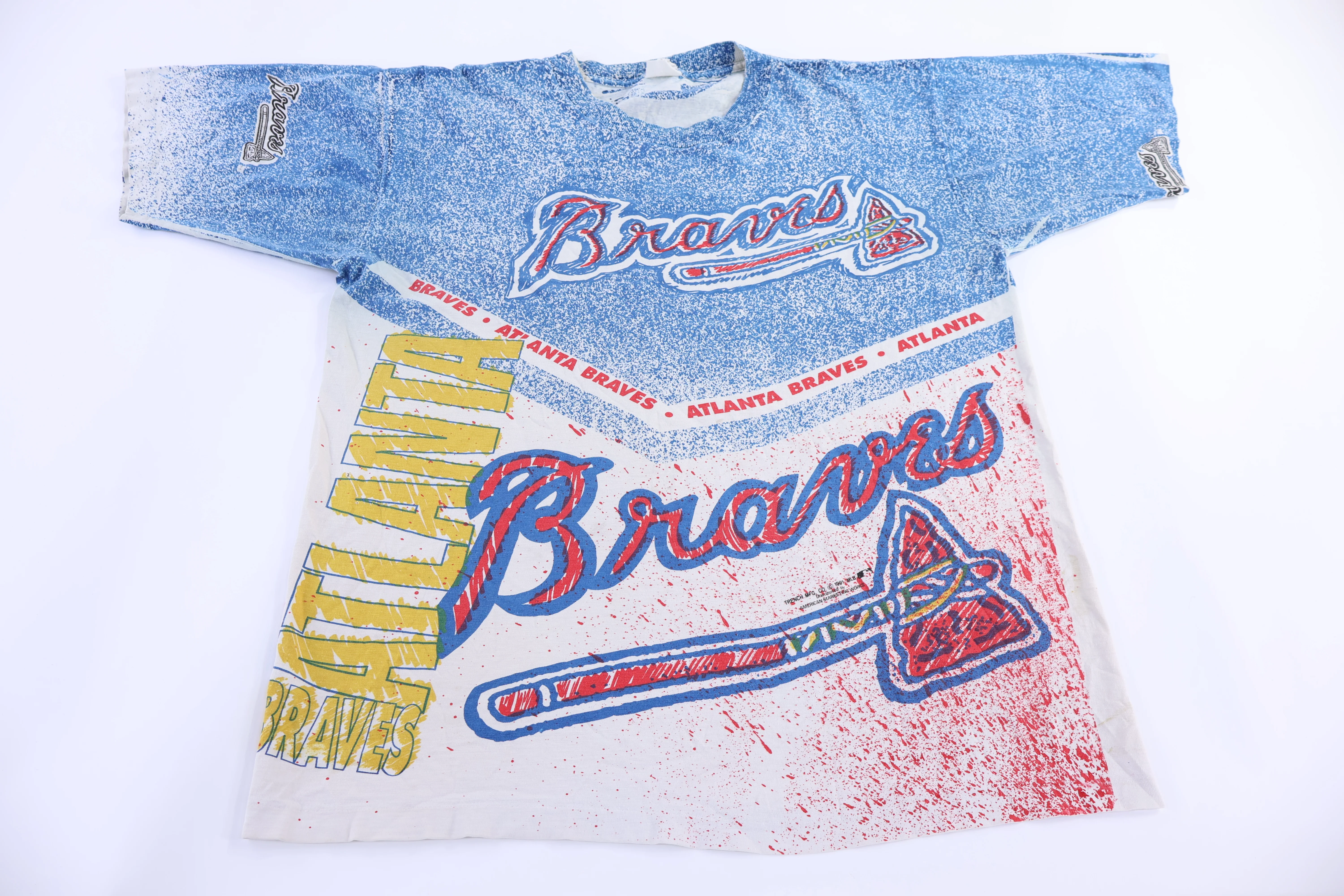 90's Atlanta Braves Baseball All Over Graphic T-shirt