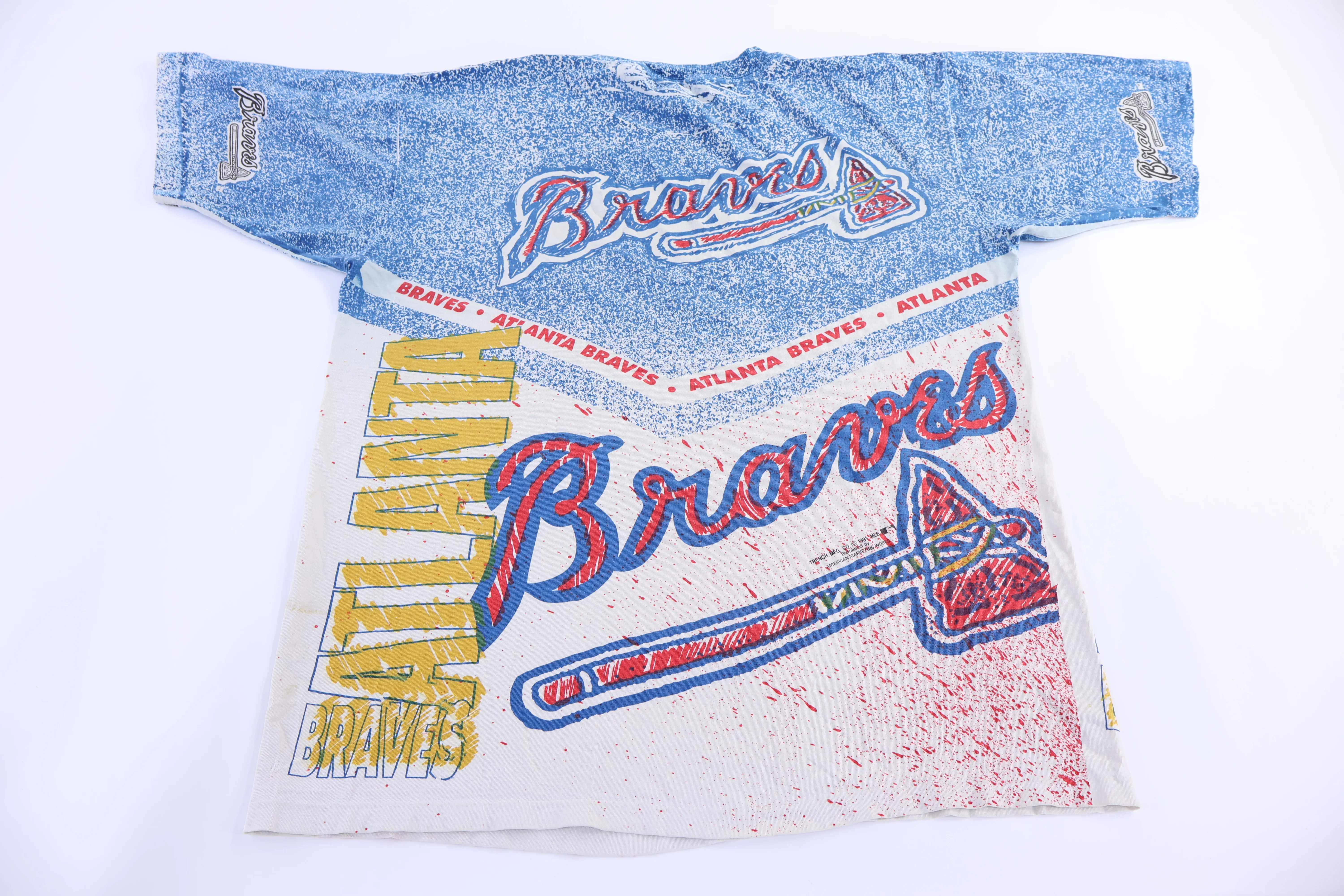 90's Atlanta Braves Baseball All Over Graphic T-shirt - Image 2