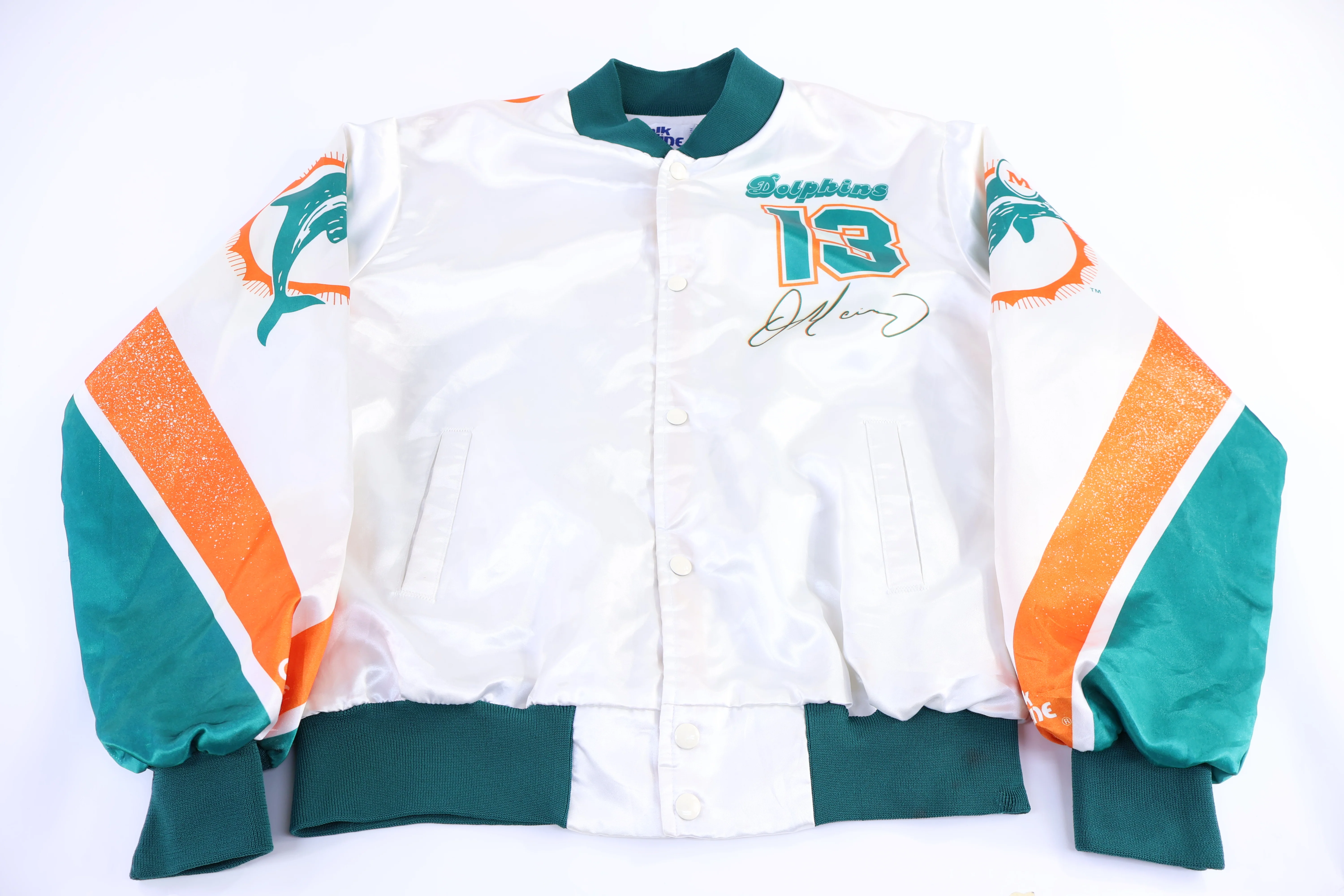 90's Chalk Line Miami Dolphins Football Bomber Jacket - Image 2