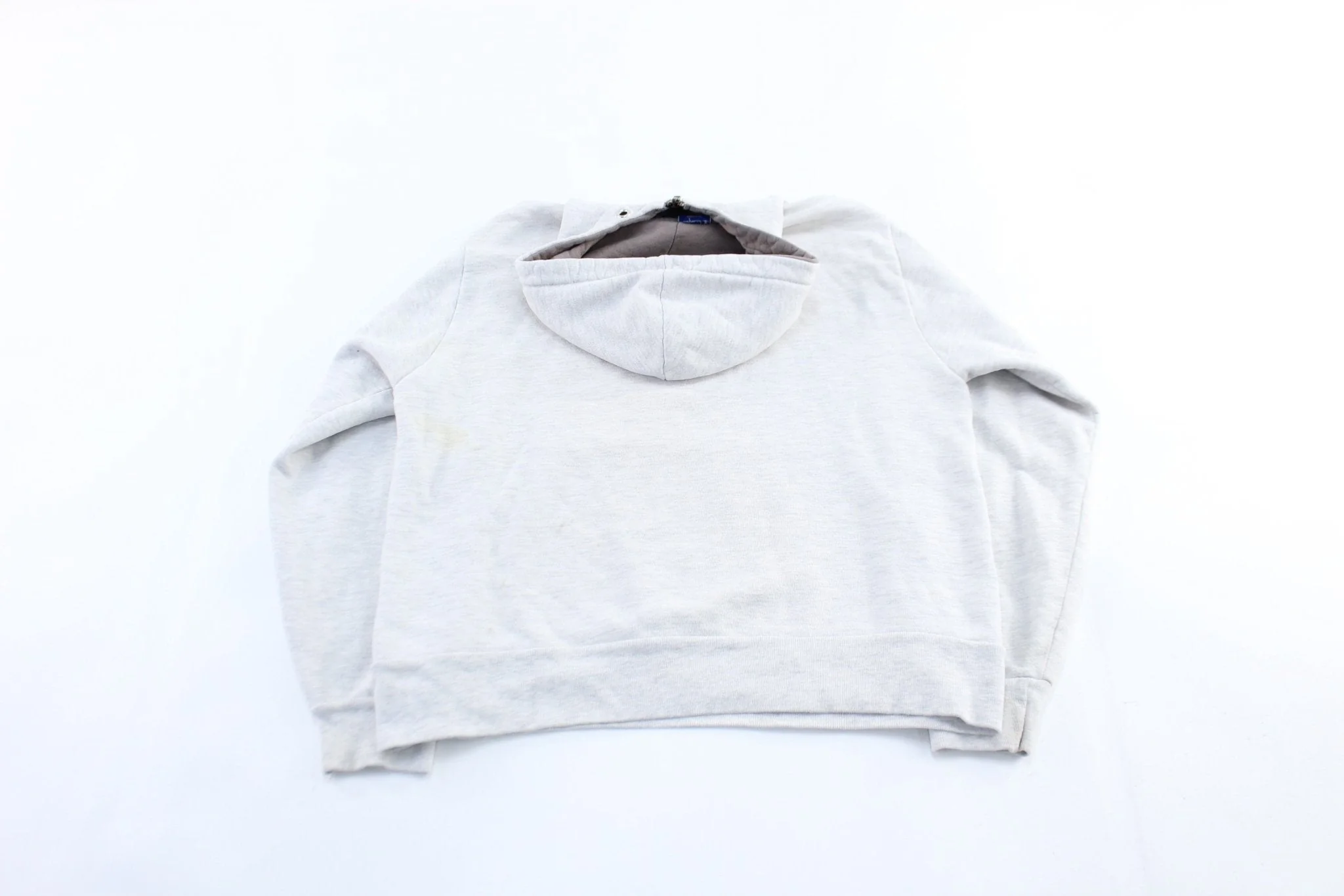 90's Champion Embordered Logo Light Grey Pullover Hoodie - Image 2