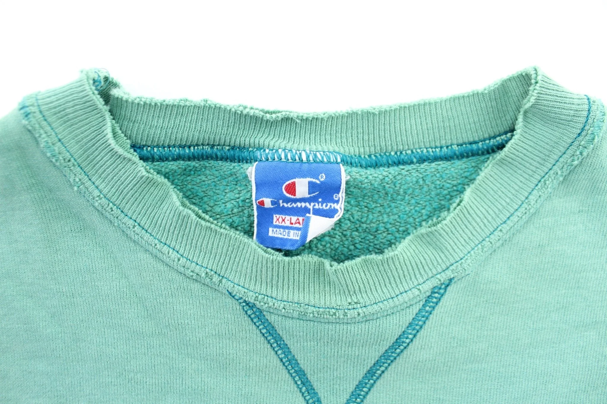 90's Champion Embroidered Logo Green Sweatshirt - Image 3