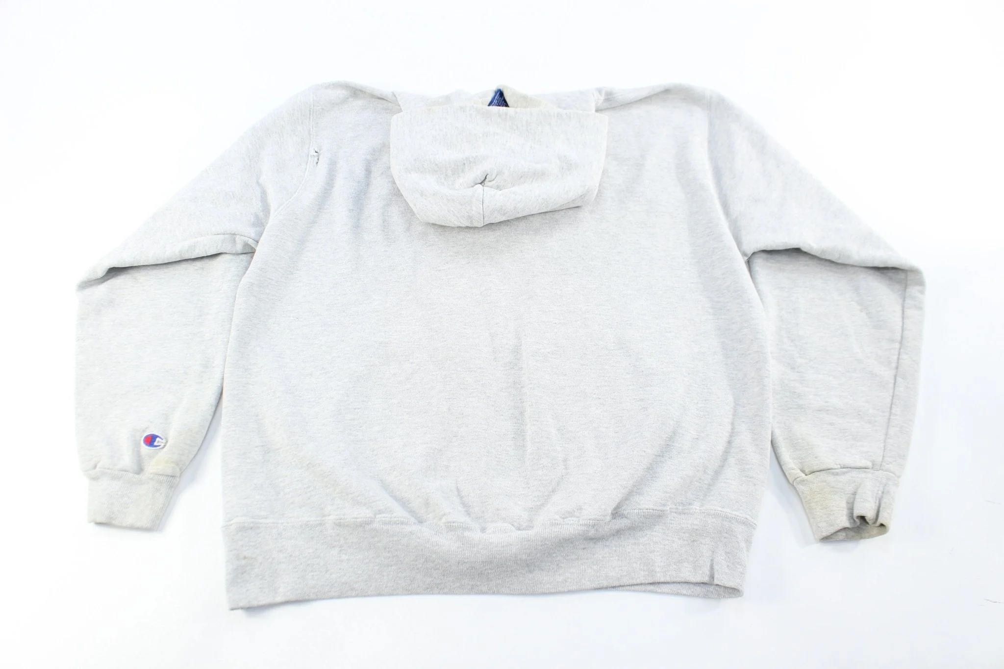 90's Champion Embroidered Logo Grey Pullover Hoodie - Image 2