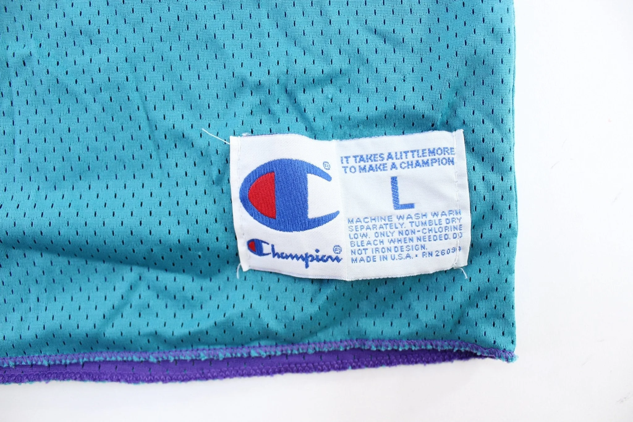 90's Champion Logo Charlotte Hornets Practice Jersey - Image 3