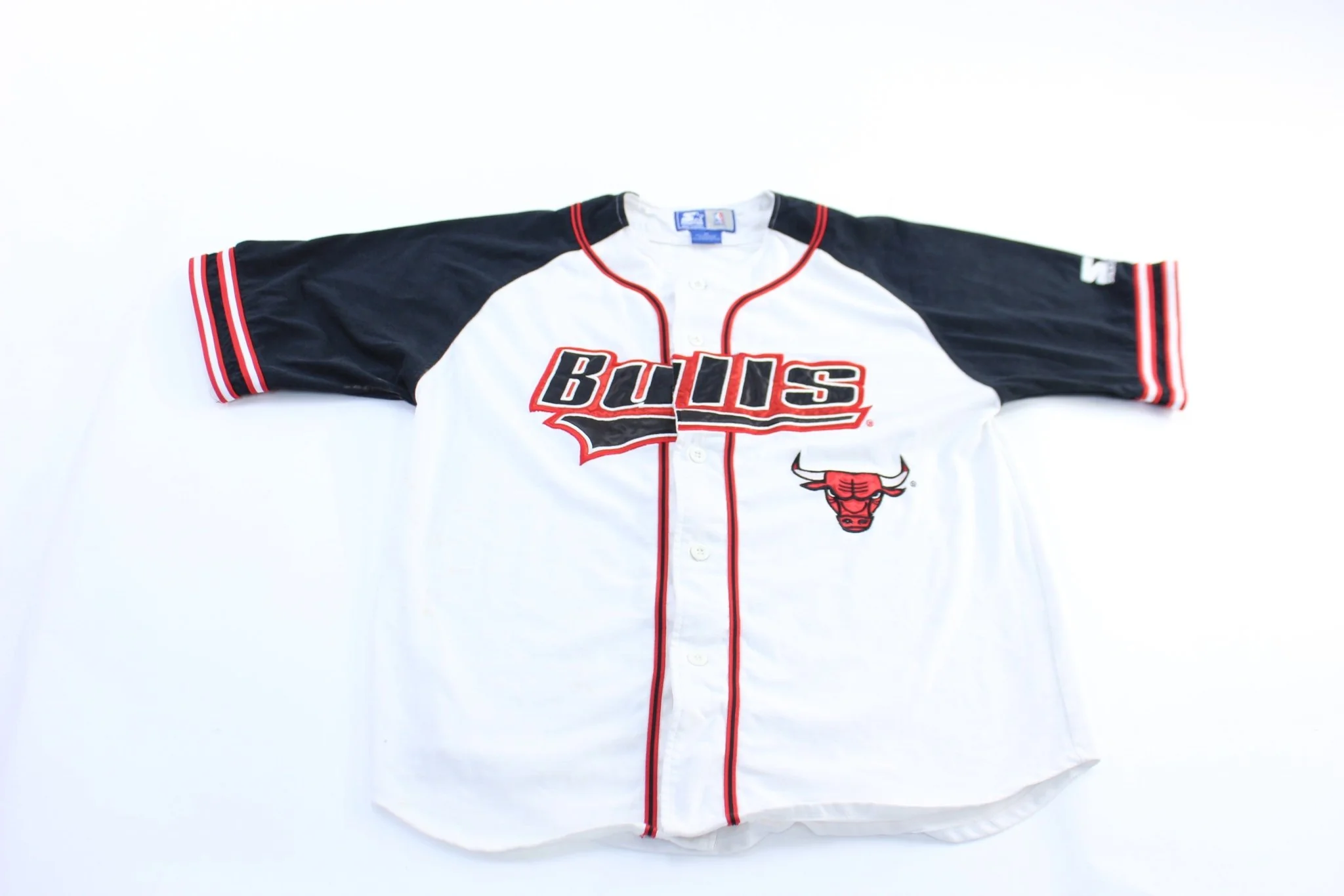 90's Chicago Bulls Embroidered Starter Baseball Jersey