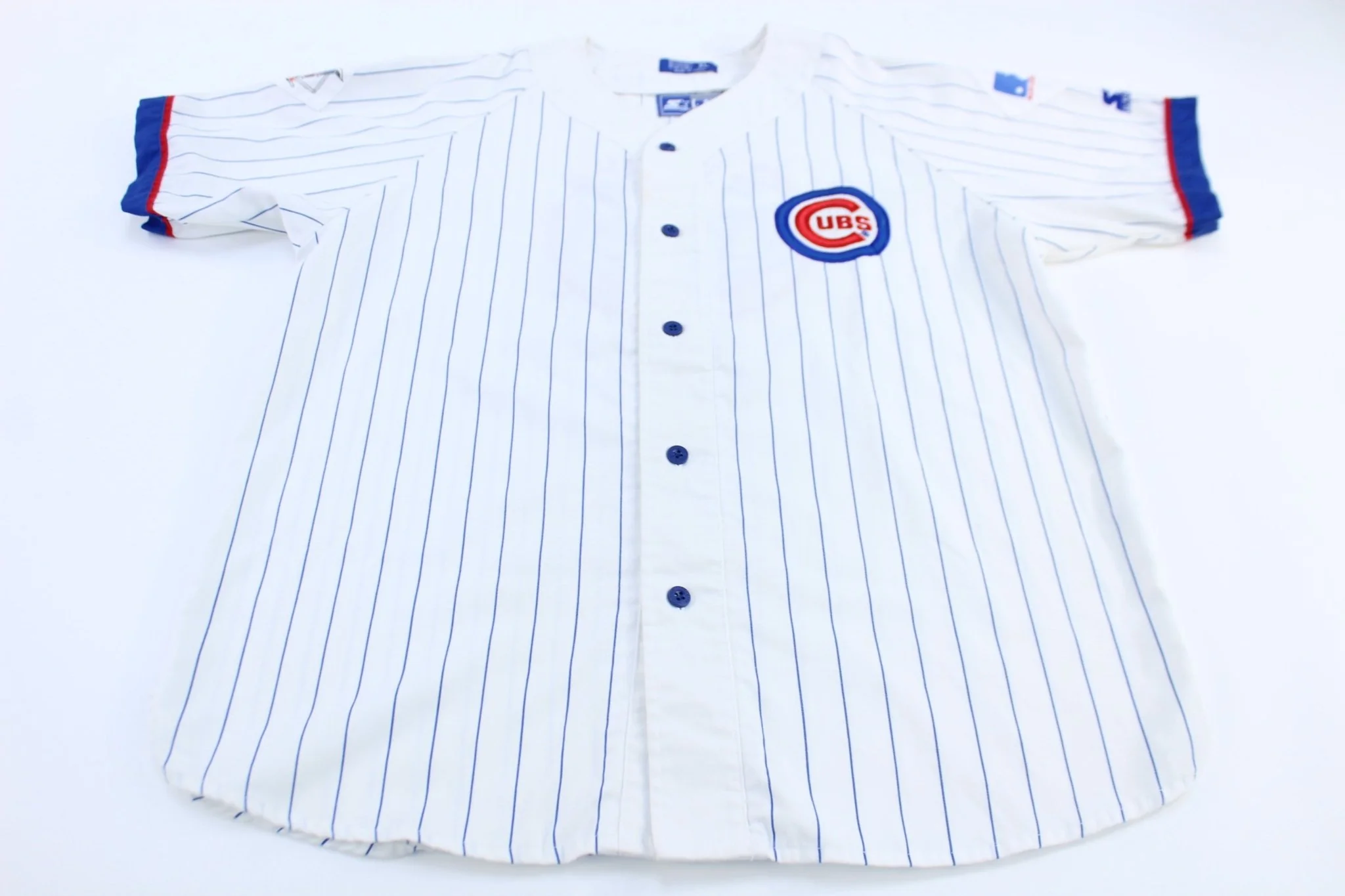 90's Chicago Cubs Baseball Embroidered Striped Starter Jersey