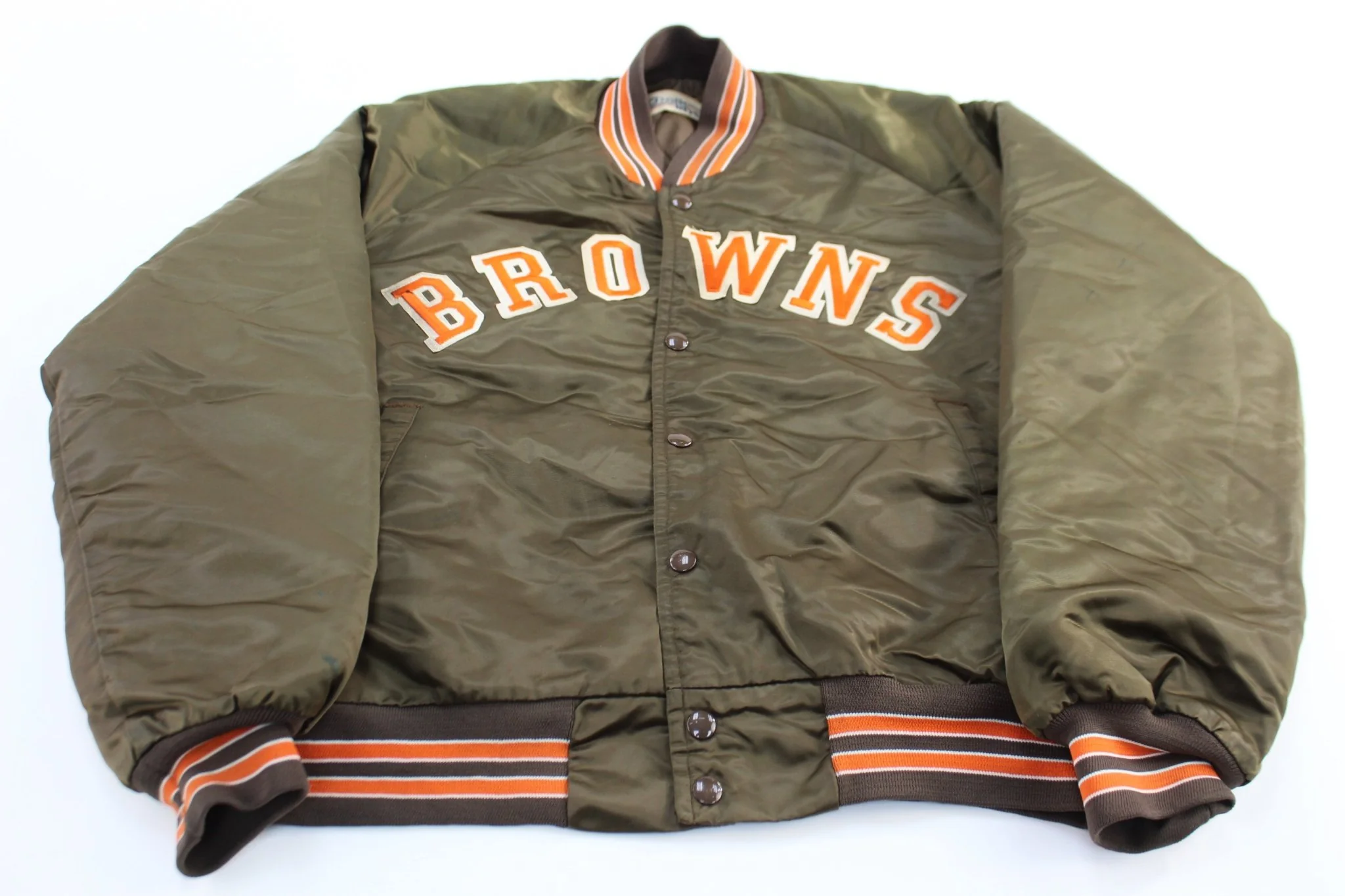 90's Cleveland Browns Embroidered Chalk Line Bomber Jacket