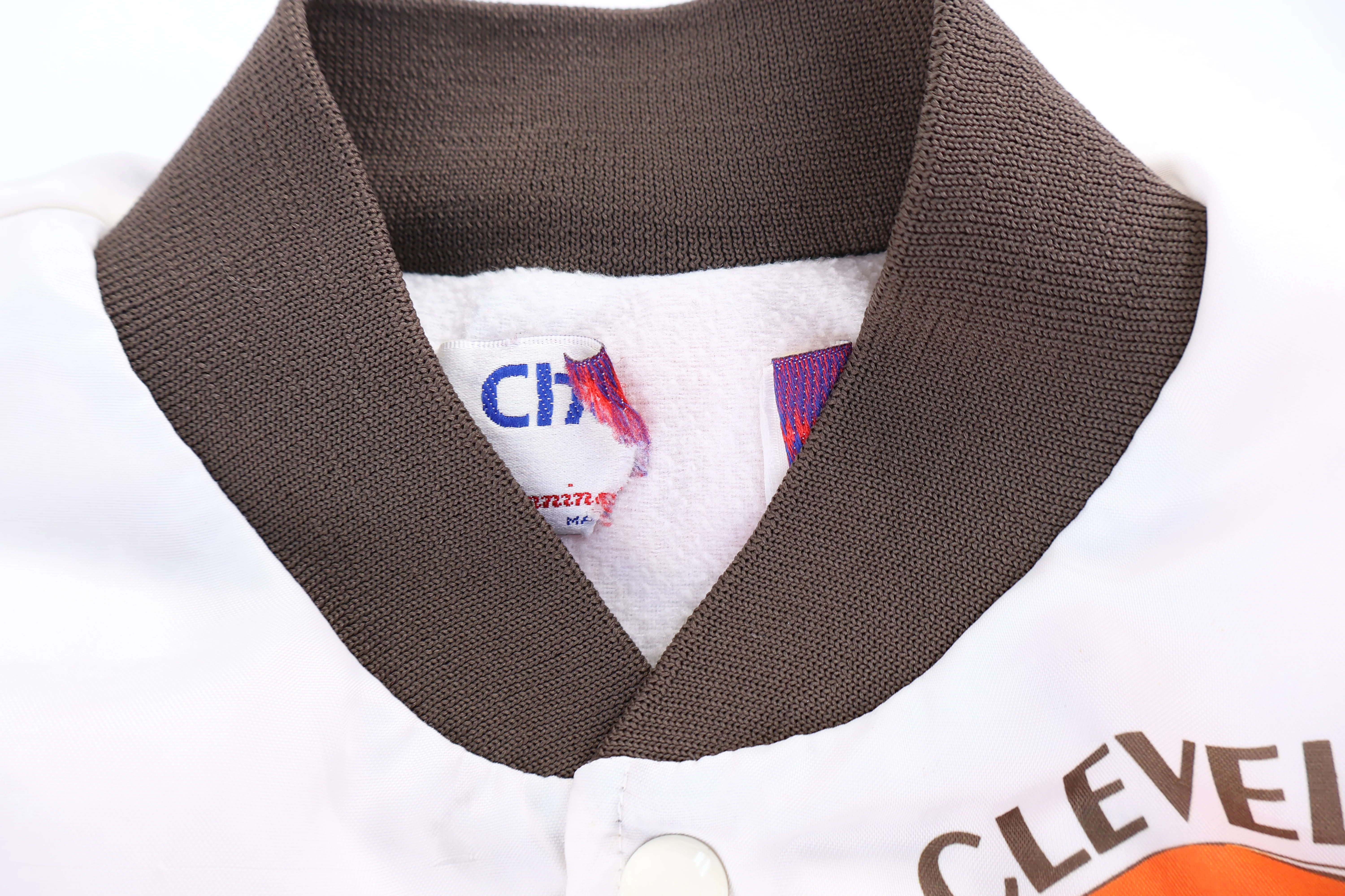 90's Cleveland Browns Football Bomber Chalk Line Jacket - Image 4