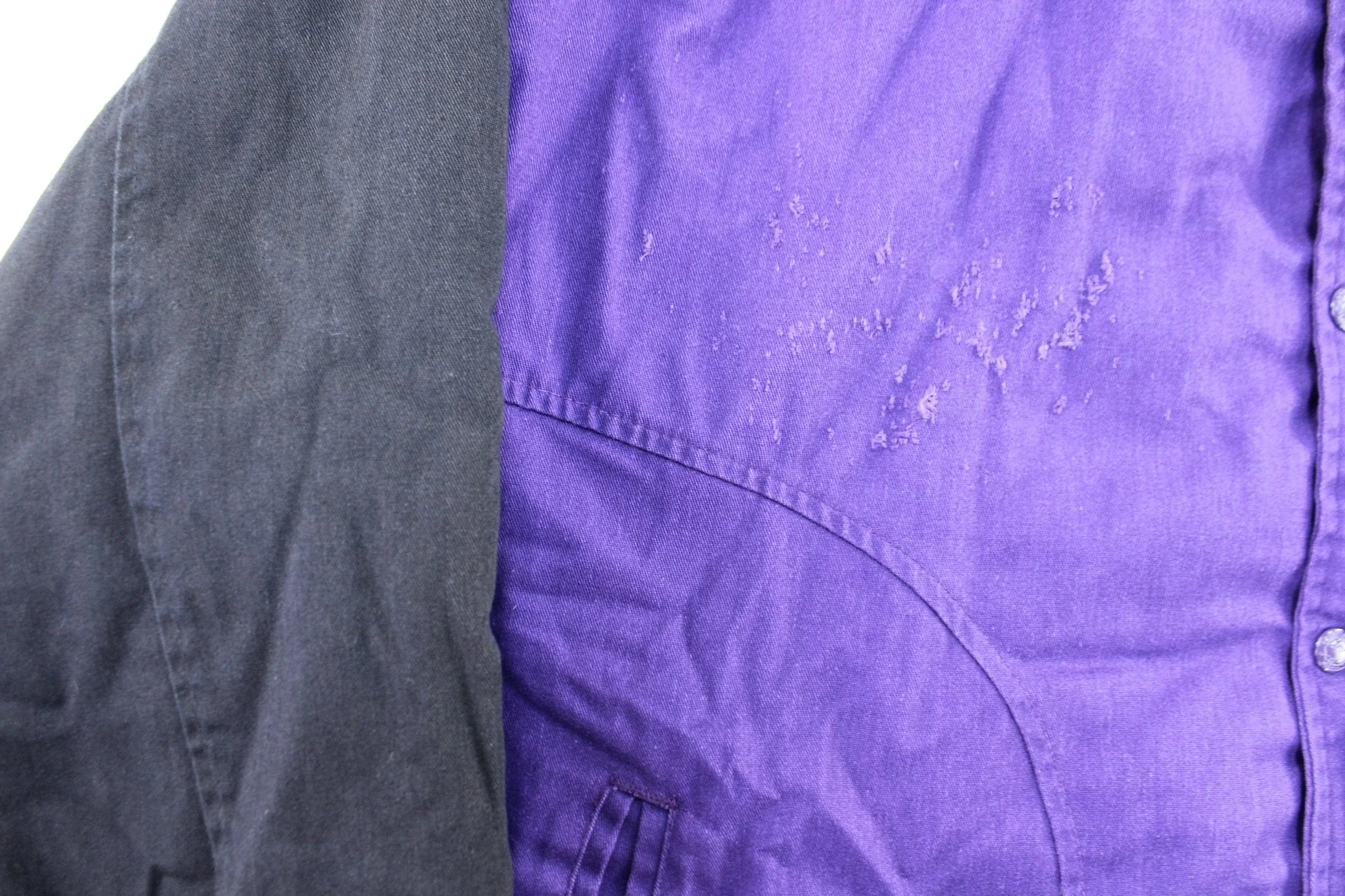 90's Colorado Rockies Embroidered Black & Purple Varsity Jacket - Image 3