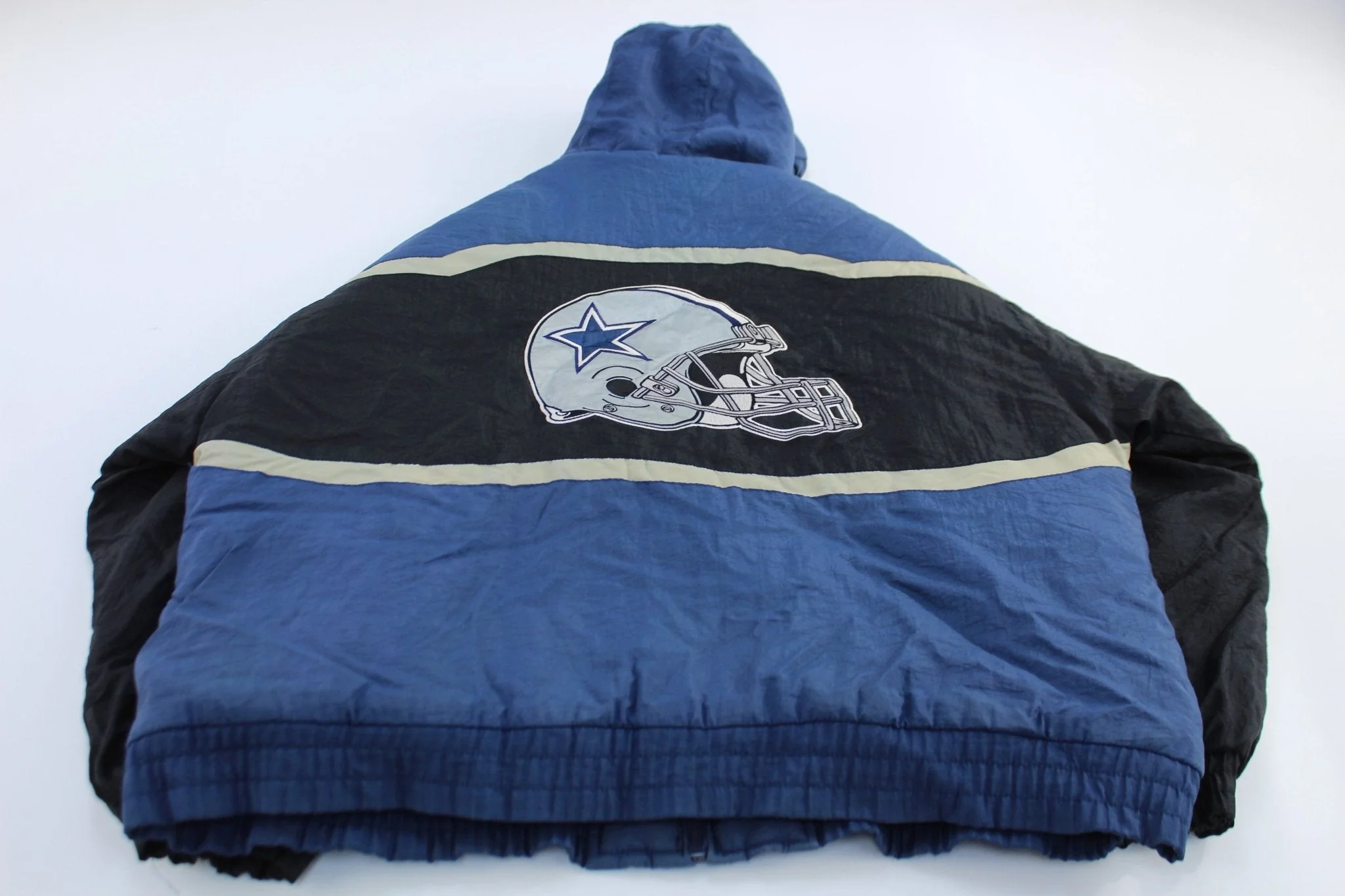 90's Dallas Cowboys Embroidered Logo Athletic Hooded Jacket - Image 2
