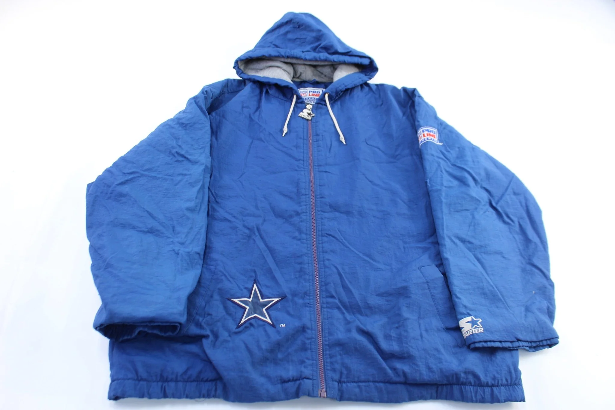 90's Dallas Cowboys Embroidered Starter Hooded Zip Up Jacket